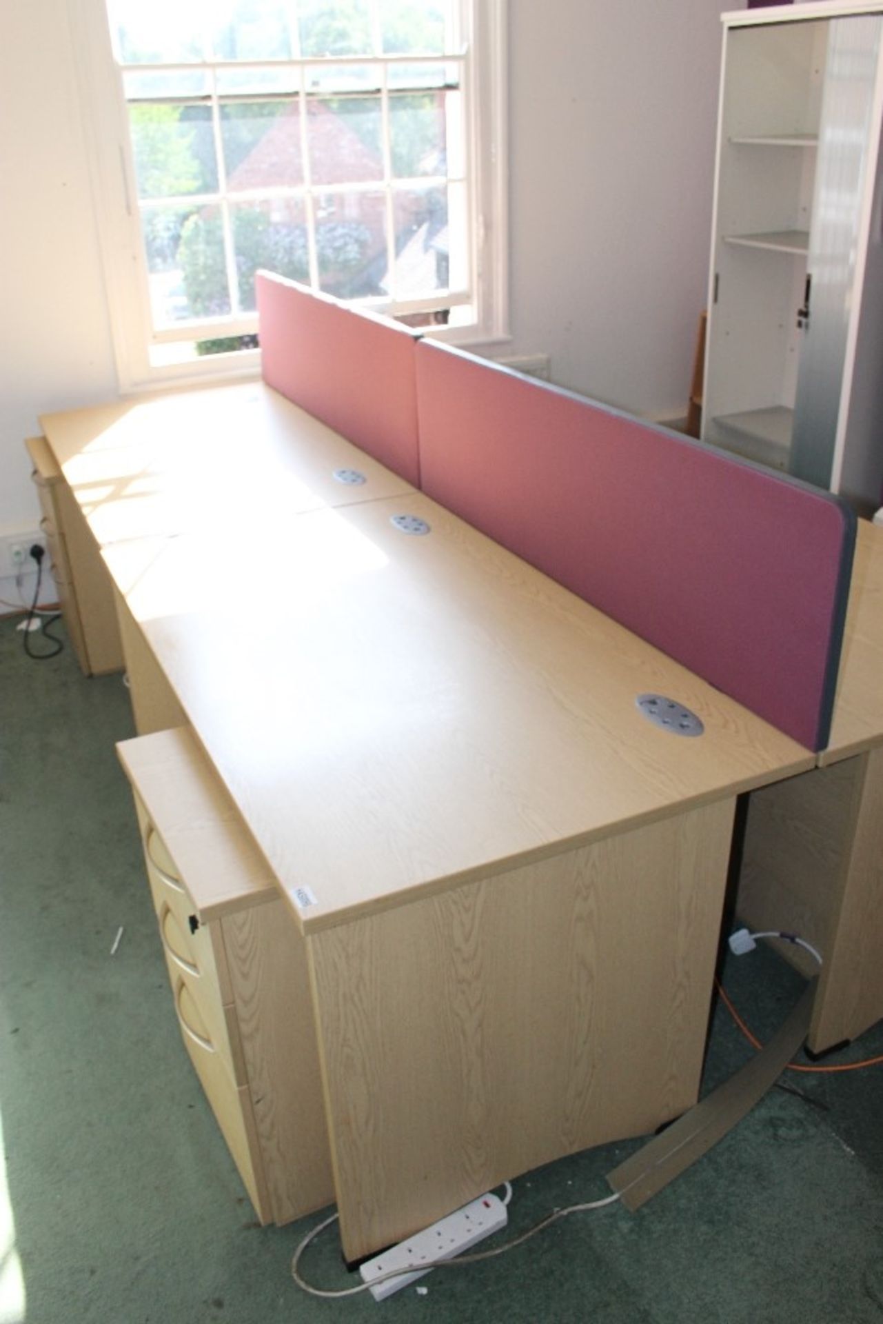 Light wood finish office desk + 3 drawer unit – W140cm x H72cm x D80cm