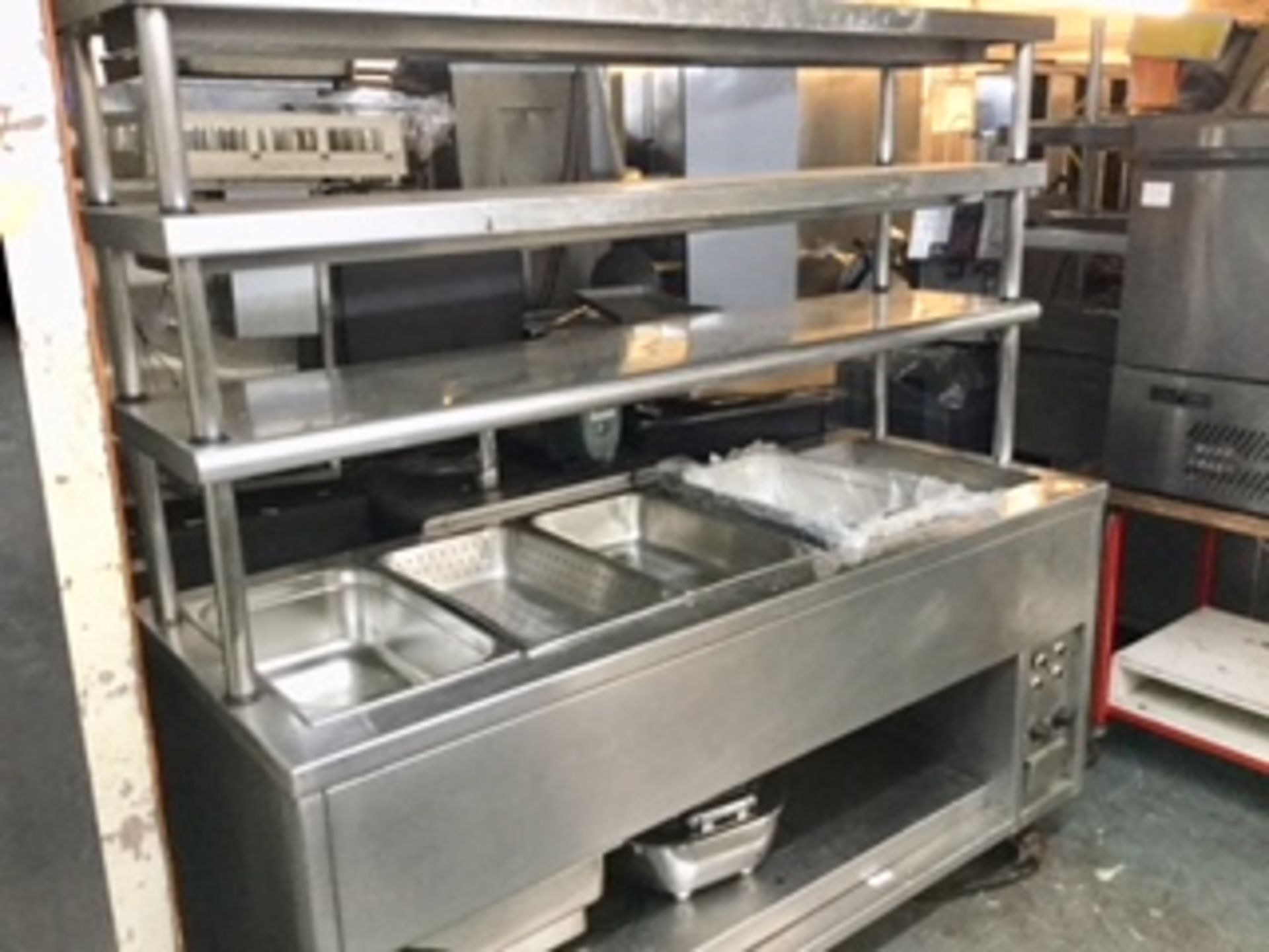 Five Pan Bain Marie & Hot Cupboard with Two Tier Gantry – NO VAT