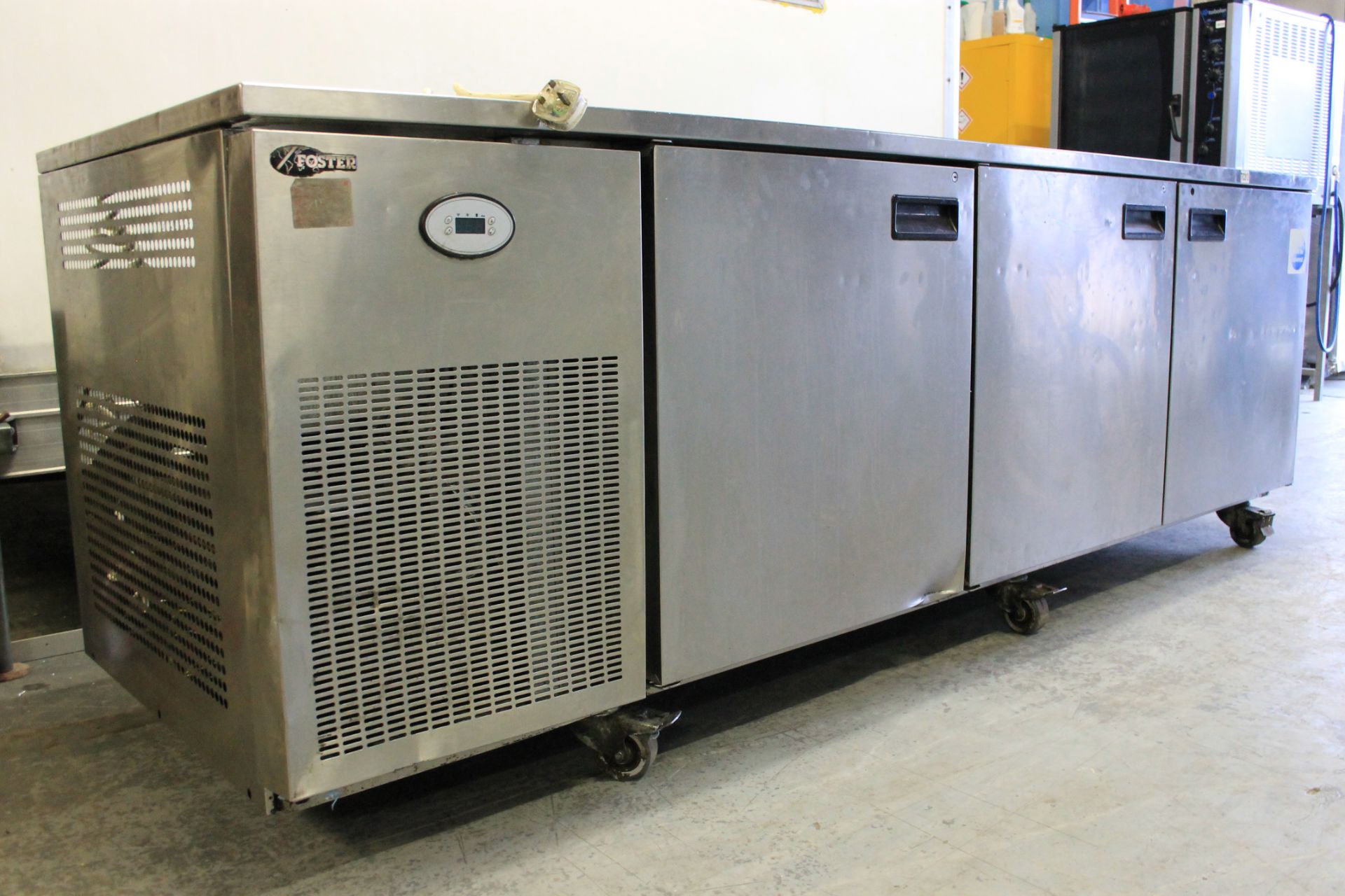 Foster Large 3 Door Stainless Steel Bench Fridge -PRO3/3m – with Shelves -1phW248cm x H86cm x - Image 3 of 4