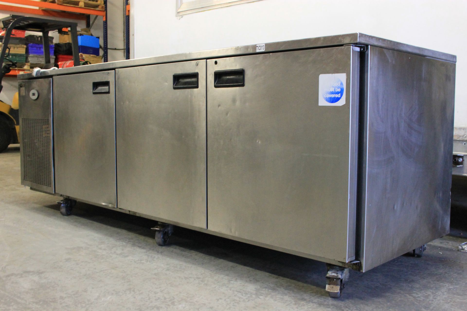 Foster Large 3 Door Stainless Steel Bench Fridge -PRO3/3m – with Shelves -1phW248cm x H86cm x - Image 2 of 4