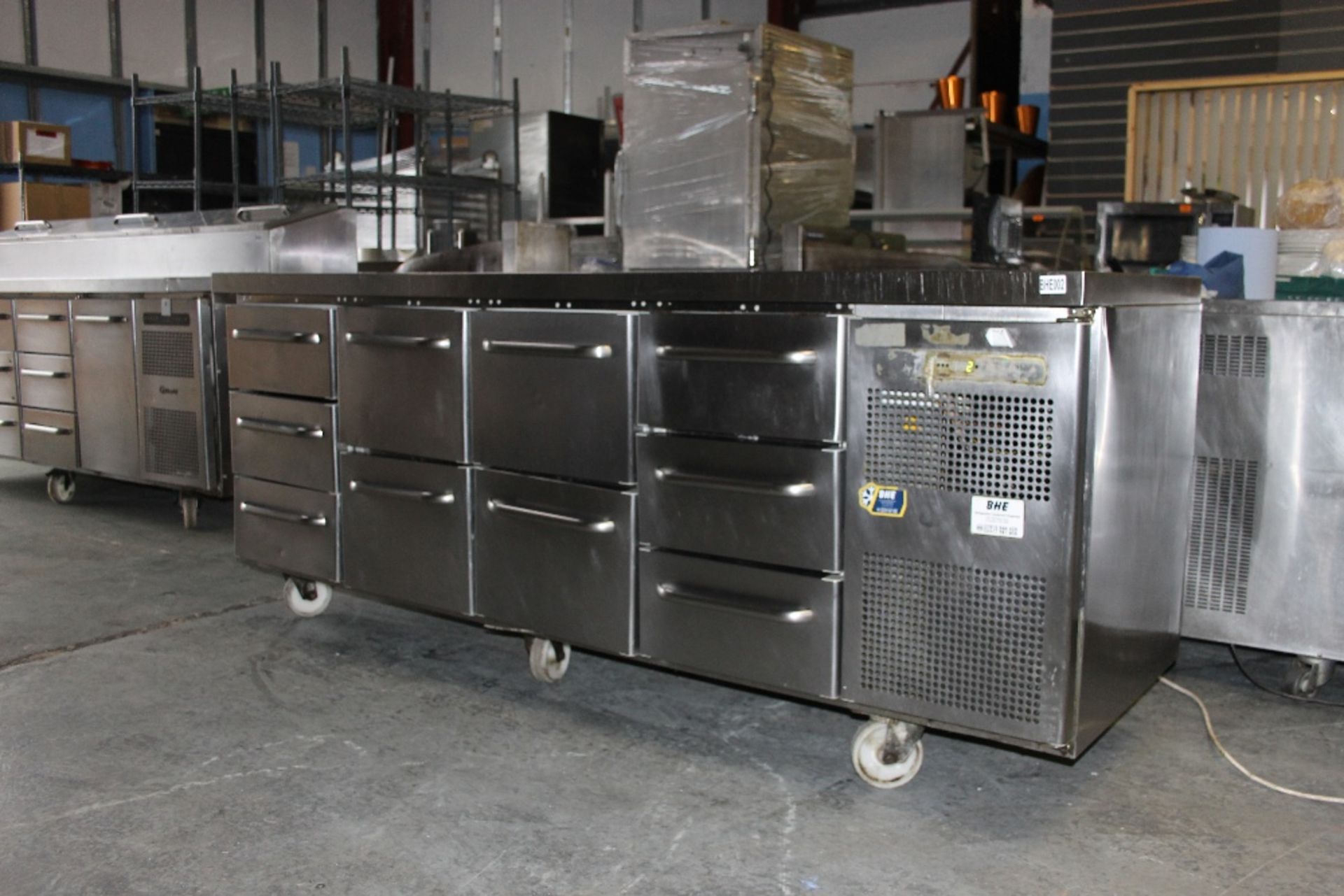 Gram Stainless Steel 10 Drawer Bench Fridge -1ph-Mobile Slight damage to control panel W217cm x - Image 2 of 3