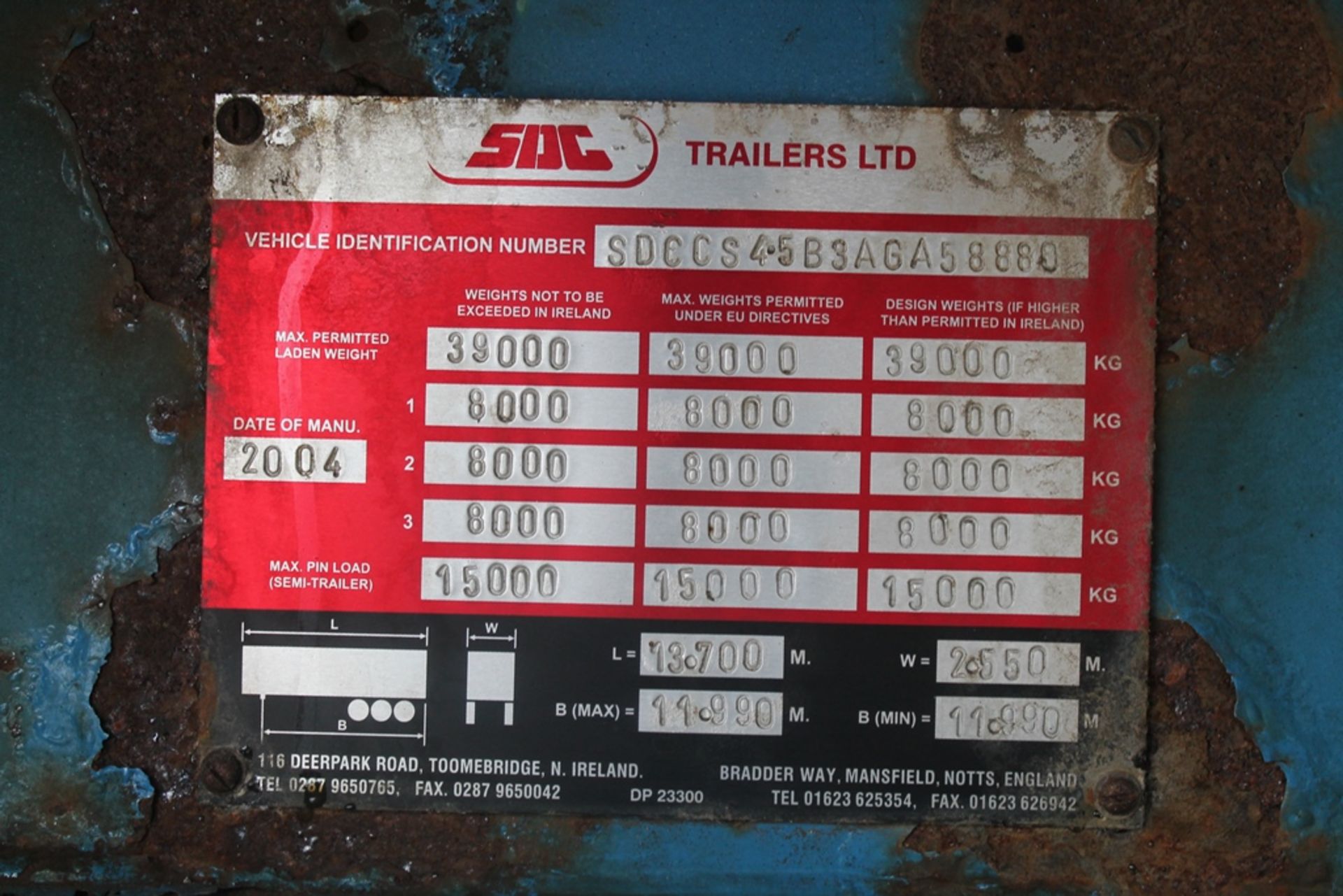 TRI AXLE CURTAINSIDE TRAILER - Image 2 of 2