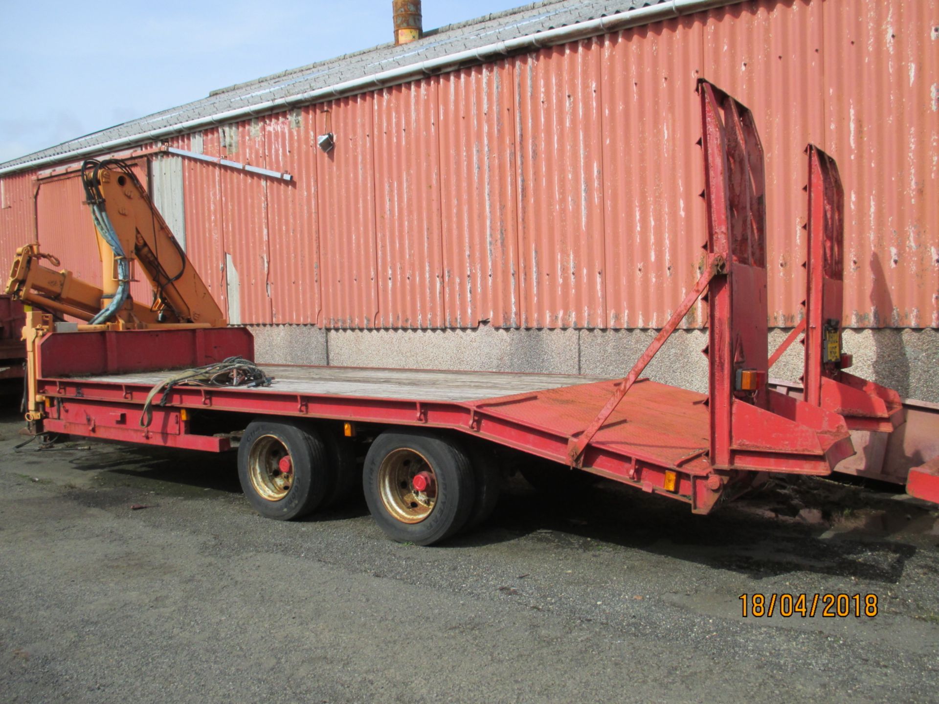1 No. Chieftain Twin Axle Low Loader Trailer 19 Tonne cw Fitted Atlas Crane - Image 2 of 2
