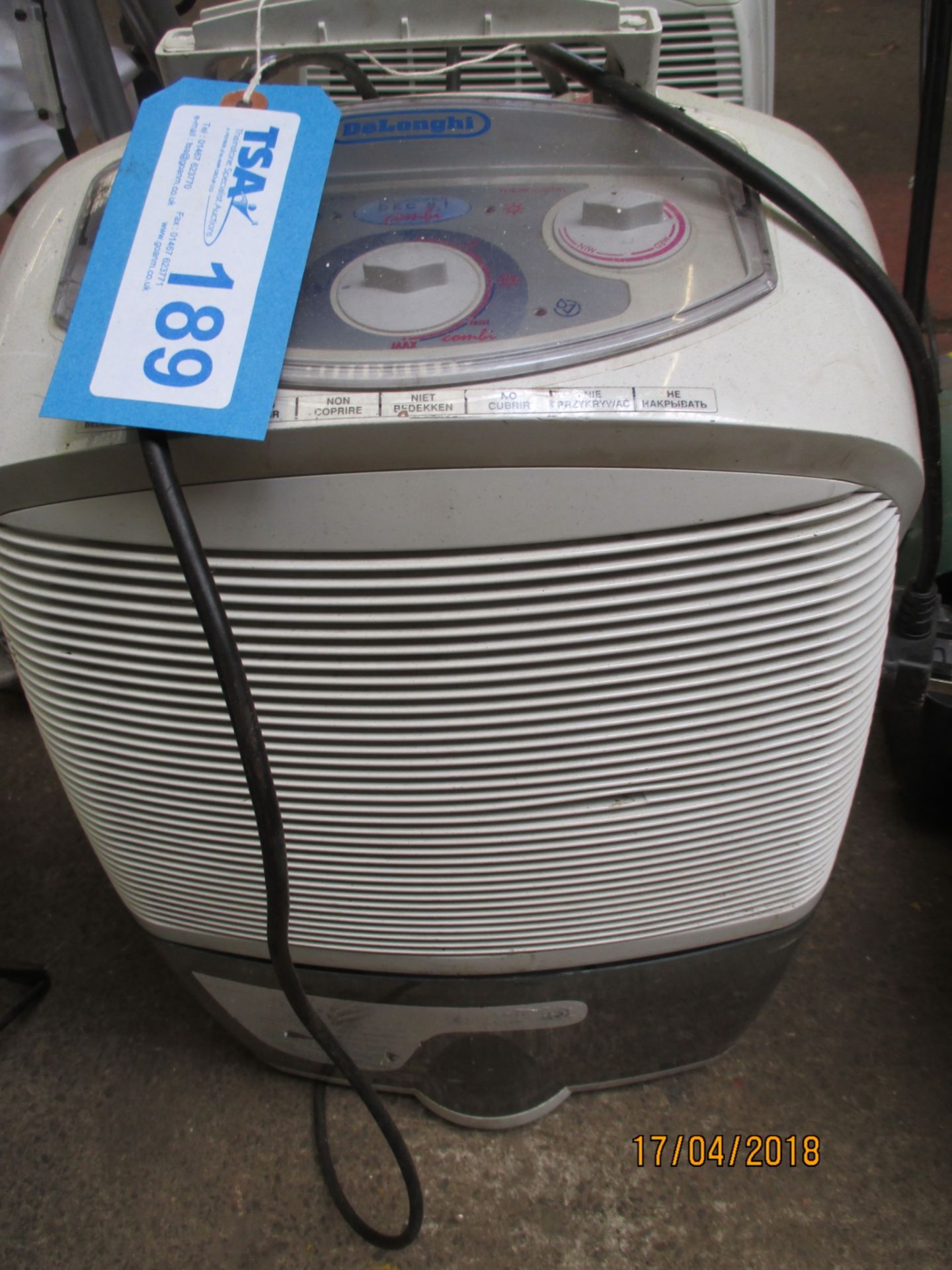 1 No. Delonghi Dehumidifier 240v