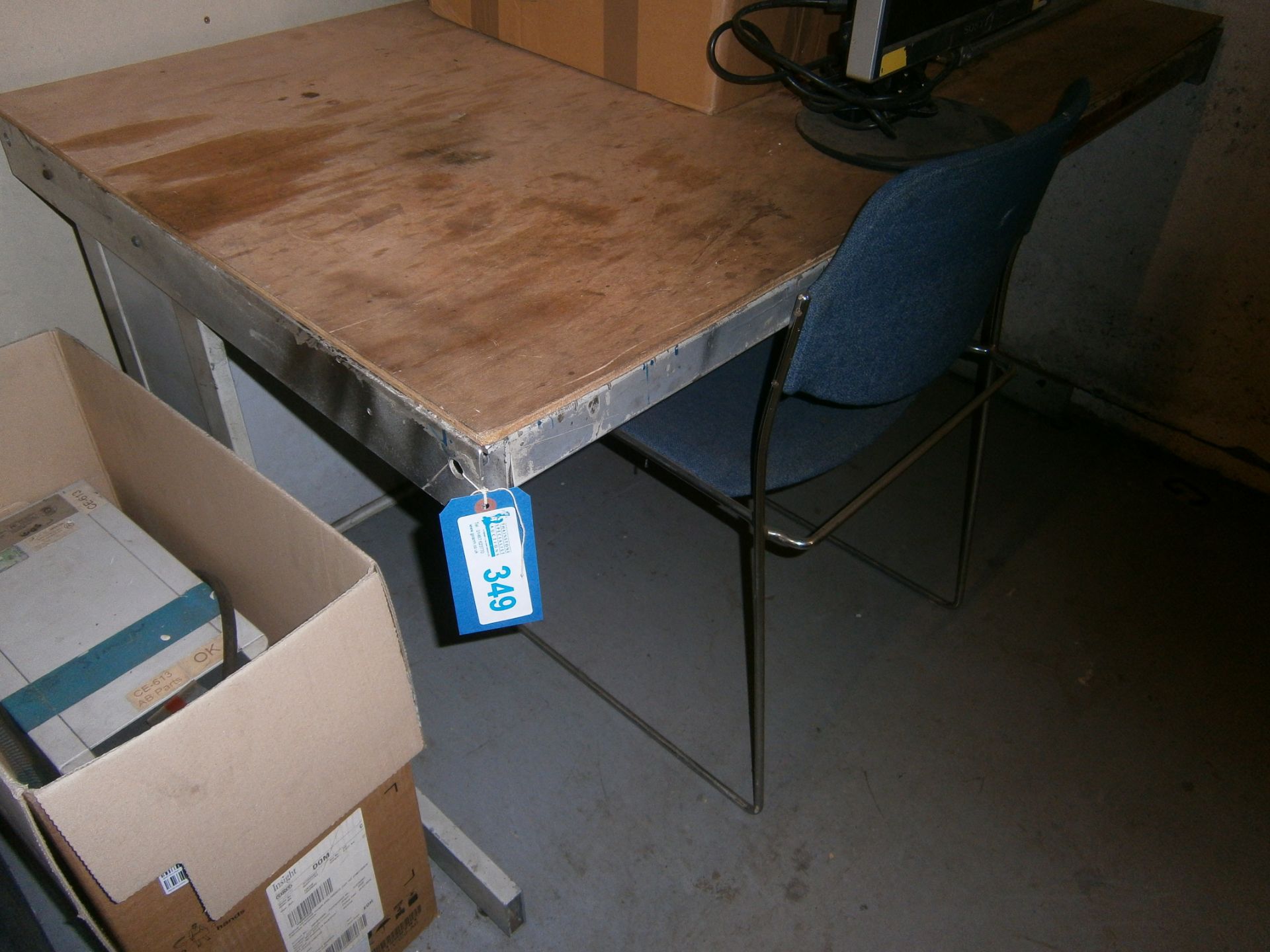 Metal Framed Table With Chair