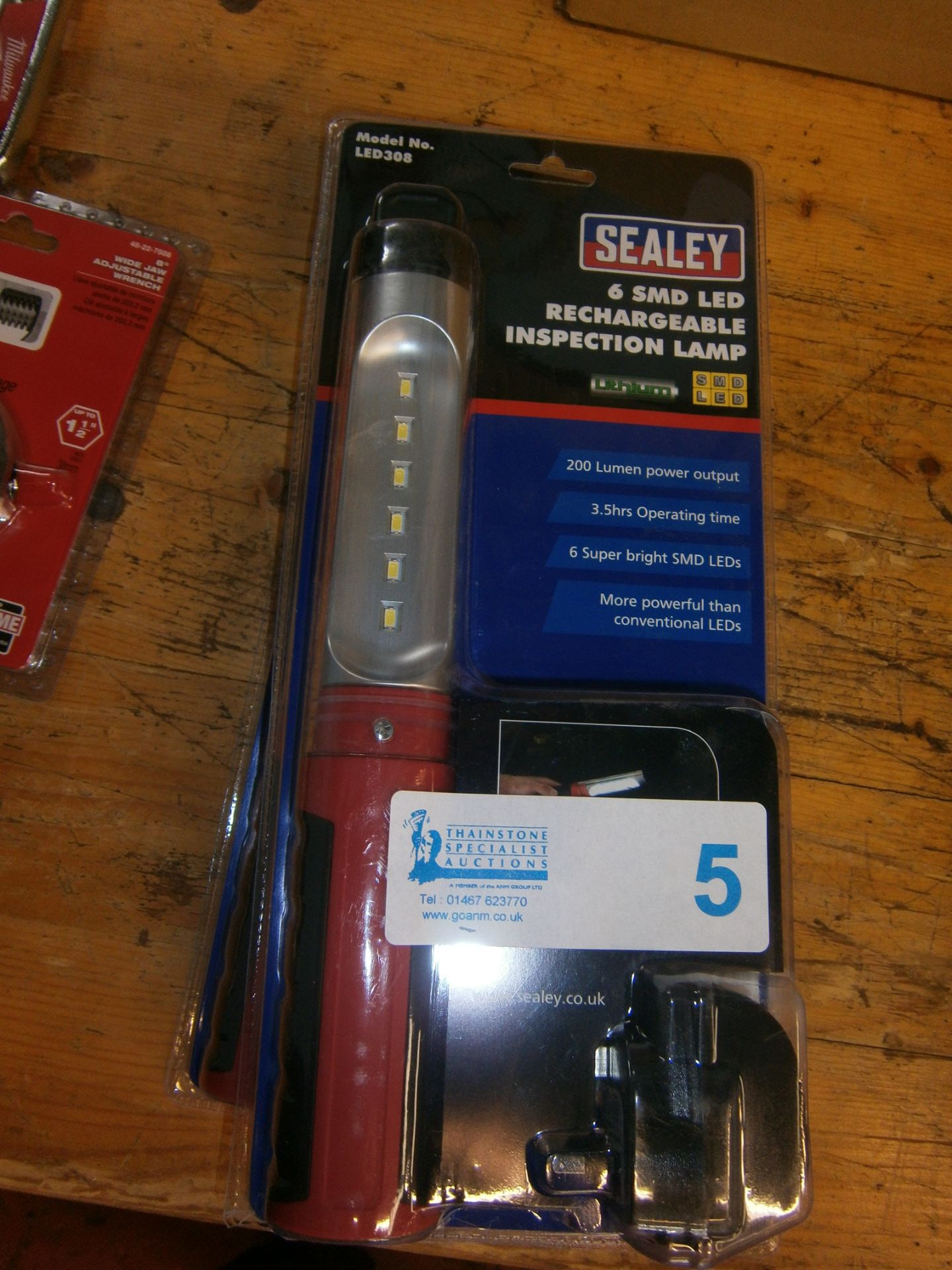 2 No. Sealey 6 SMD LED Rechargeable Inspection Lamp