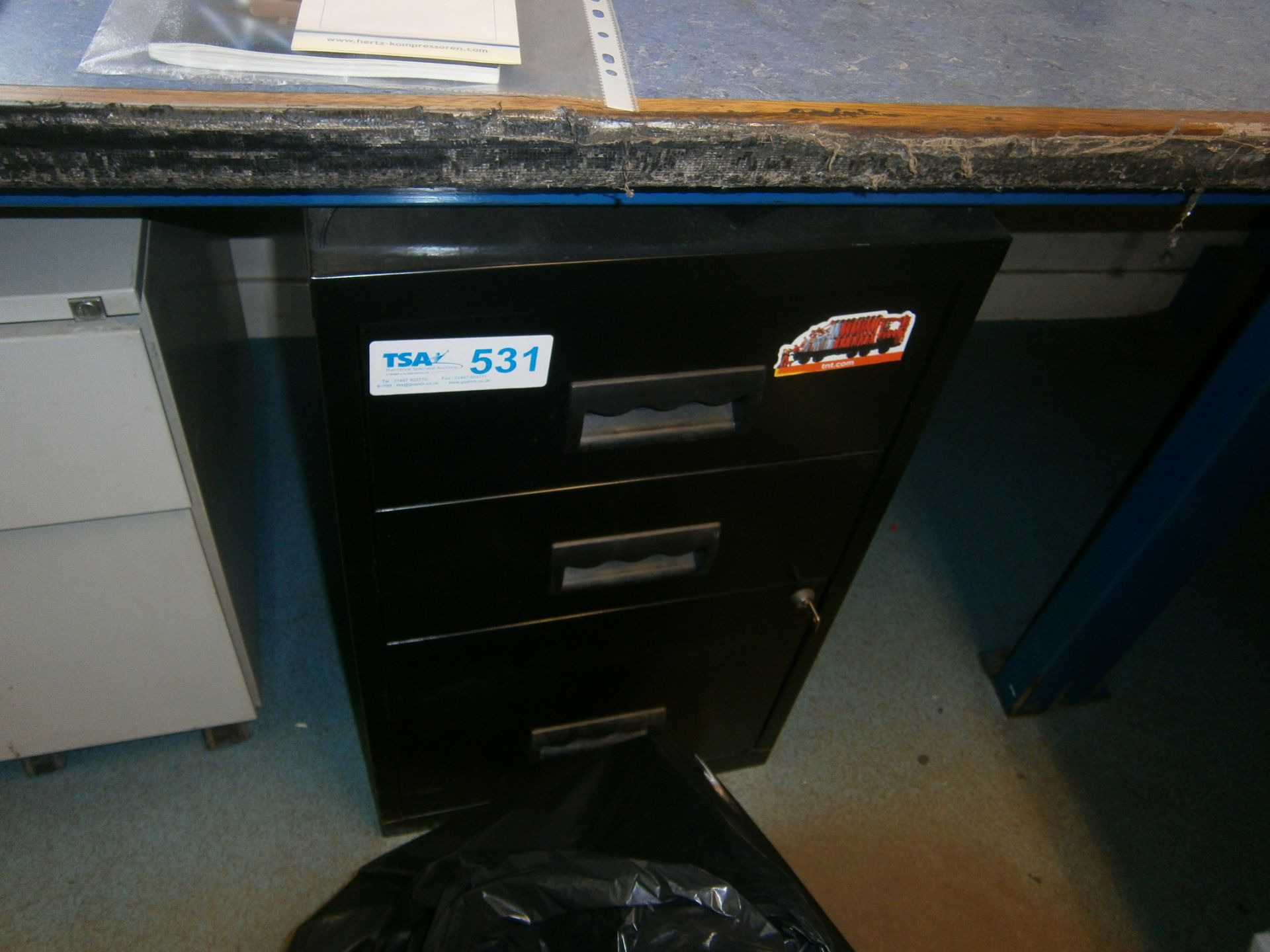 3 Drawer Black Metal Cabinet