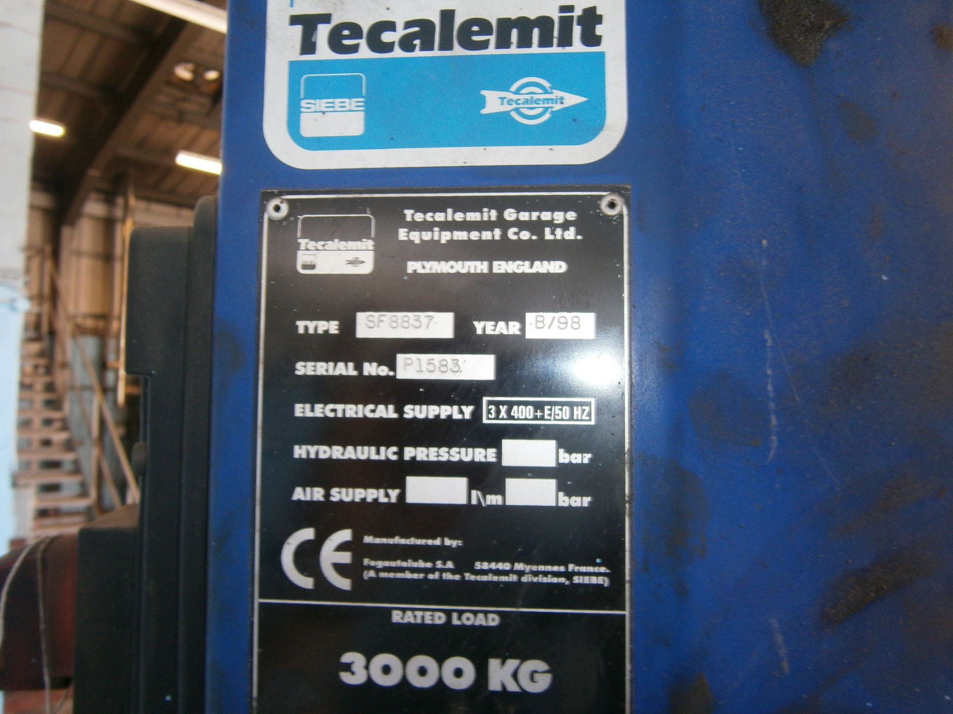 Tecalemit Type SF8837 2 Post Vehicle Lift - Serial No. P1583 - Image 3 of 3