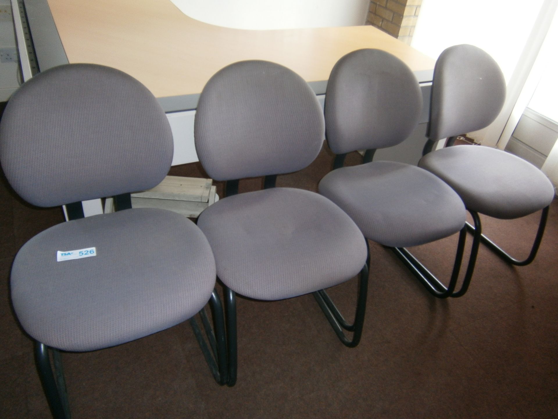 4 No. Grey Cloth Upholstered Cantilever Chairs