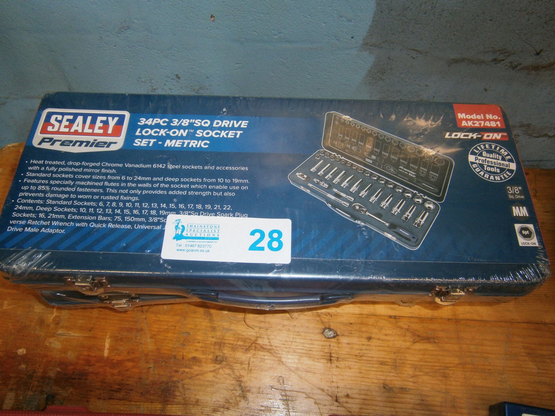 Sealey 34 Piece 3/8" Sq Drive Lock-On Socket Set - Metric