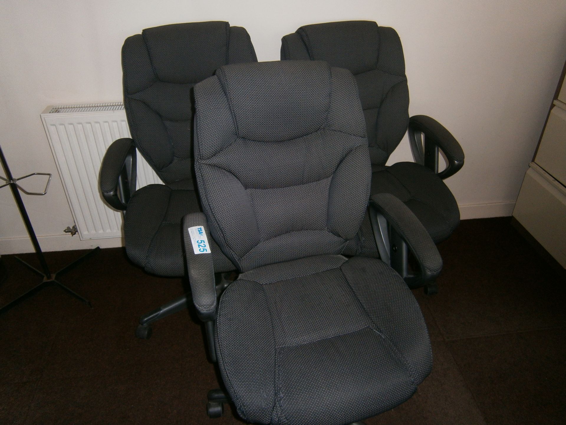 3 No. Grey Cloth Upholstered Office Swivel Chairs