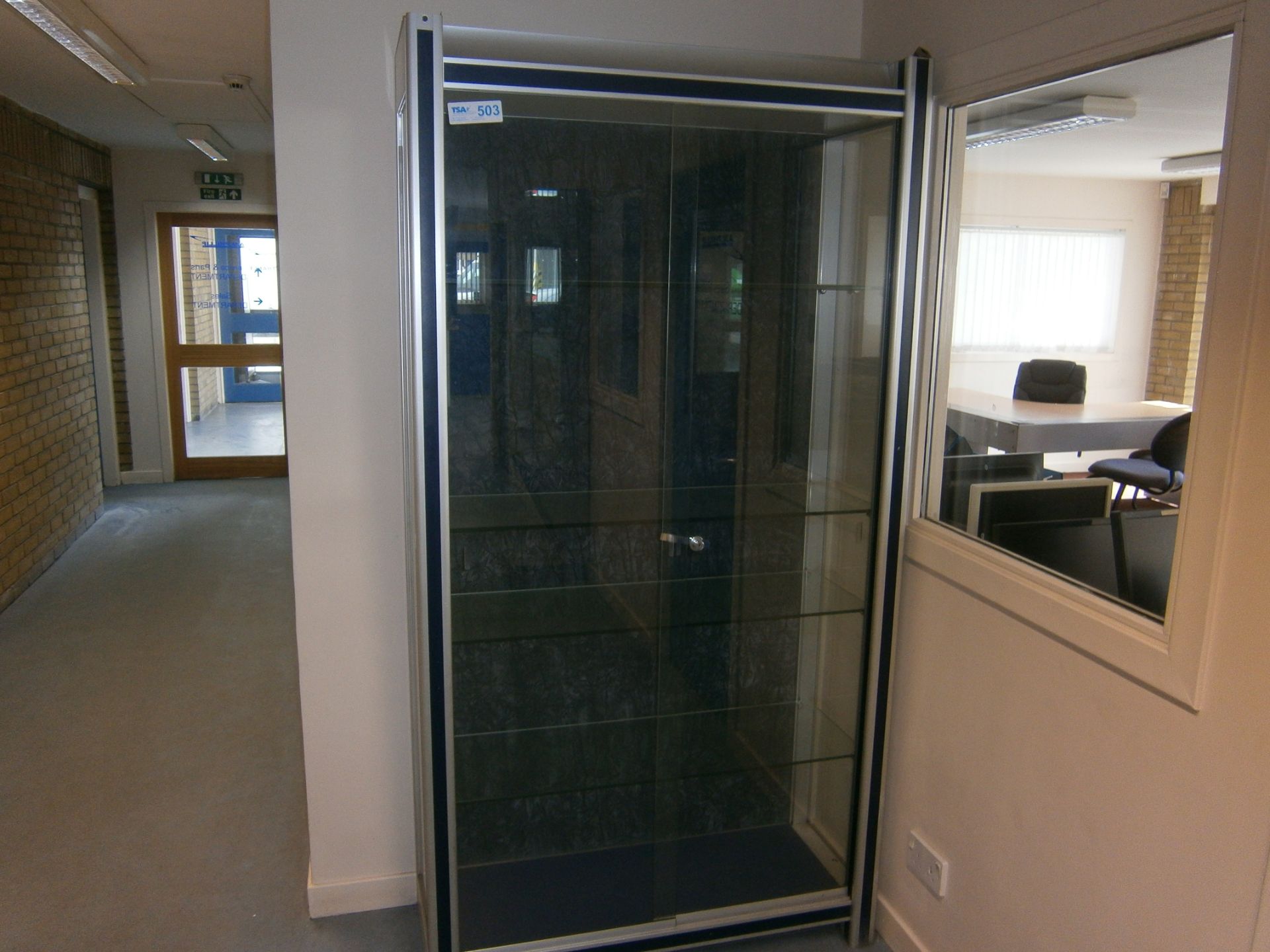 Glass Display Case With Double Sliding Doors