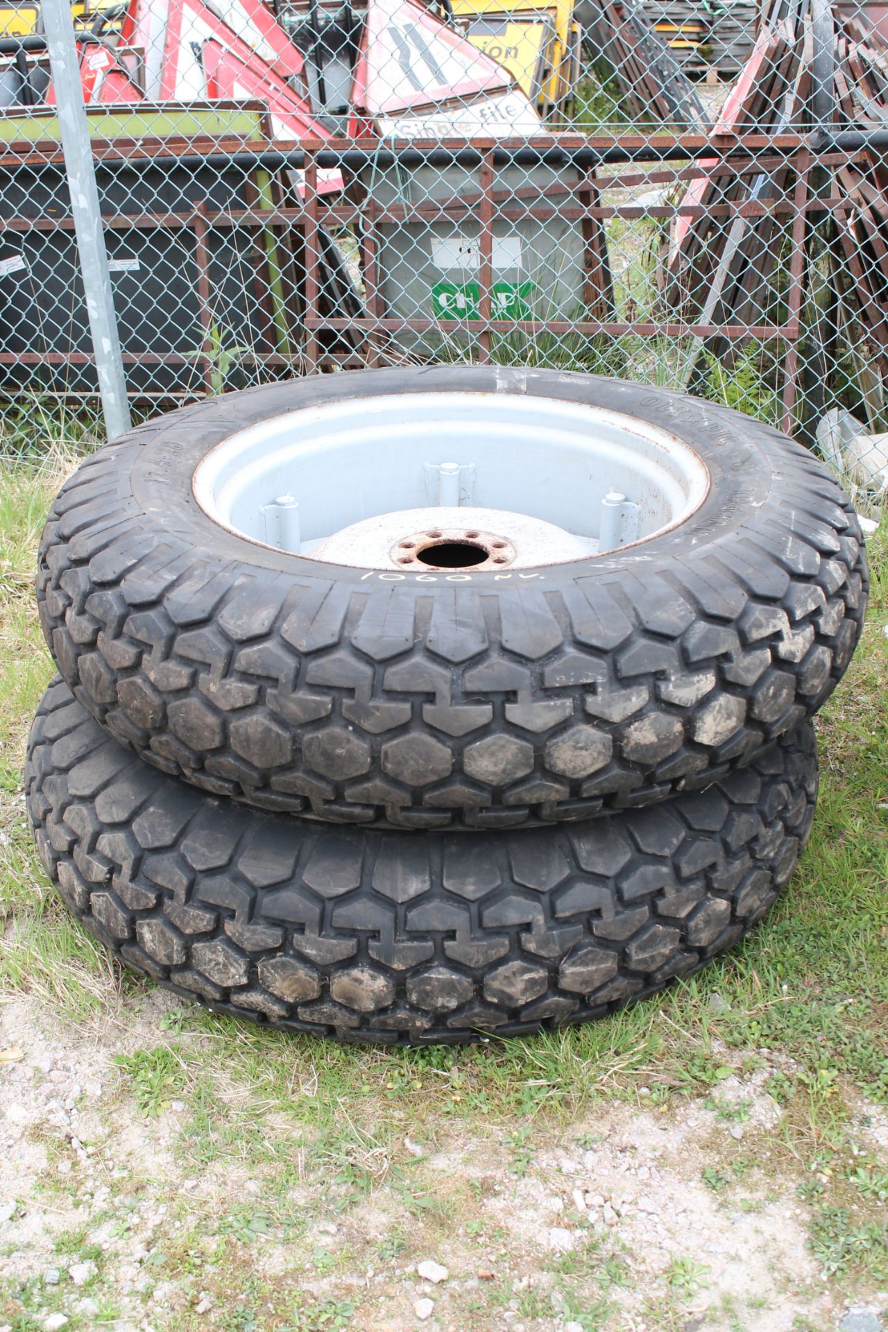 PAIR 12.4/28 WHEELS & GRASS TYRES