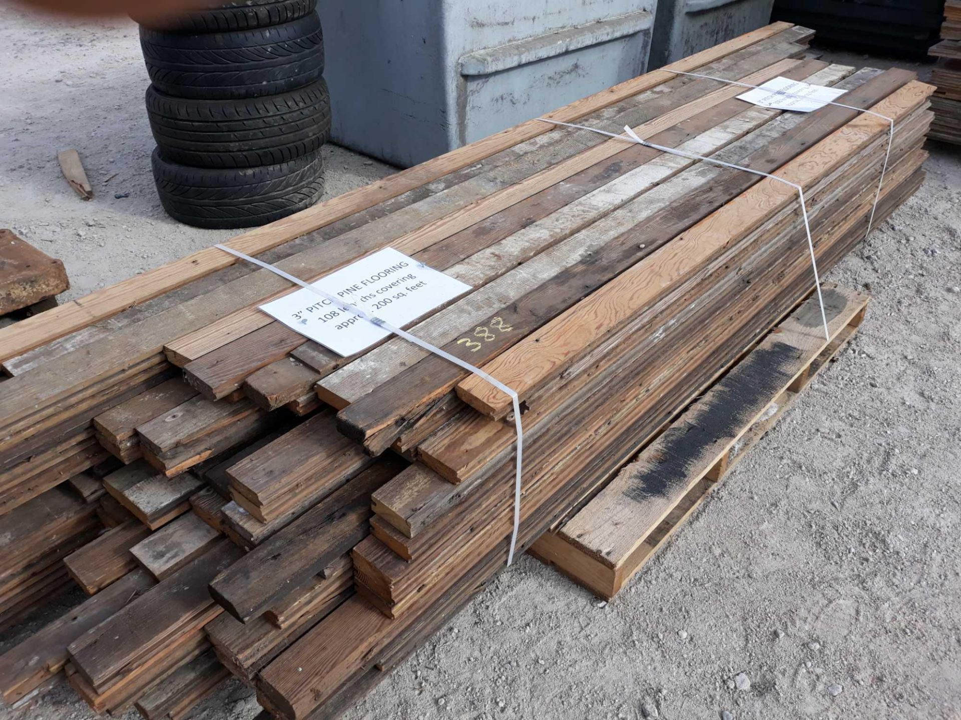 108 VARIOUS LENGTHS 3" RECLAIMED PITCH PINE FLOORING