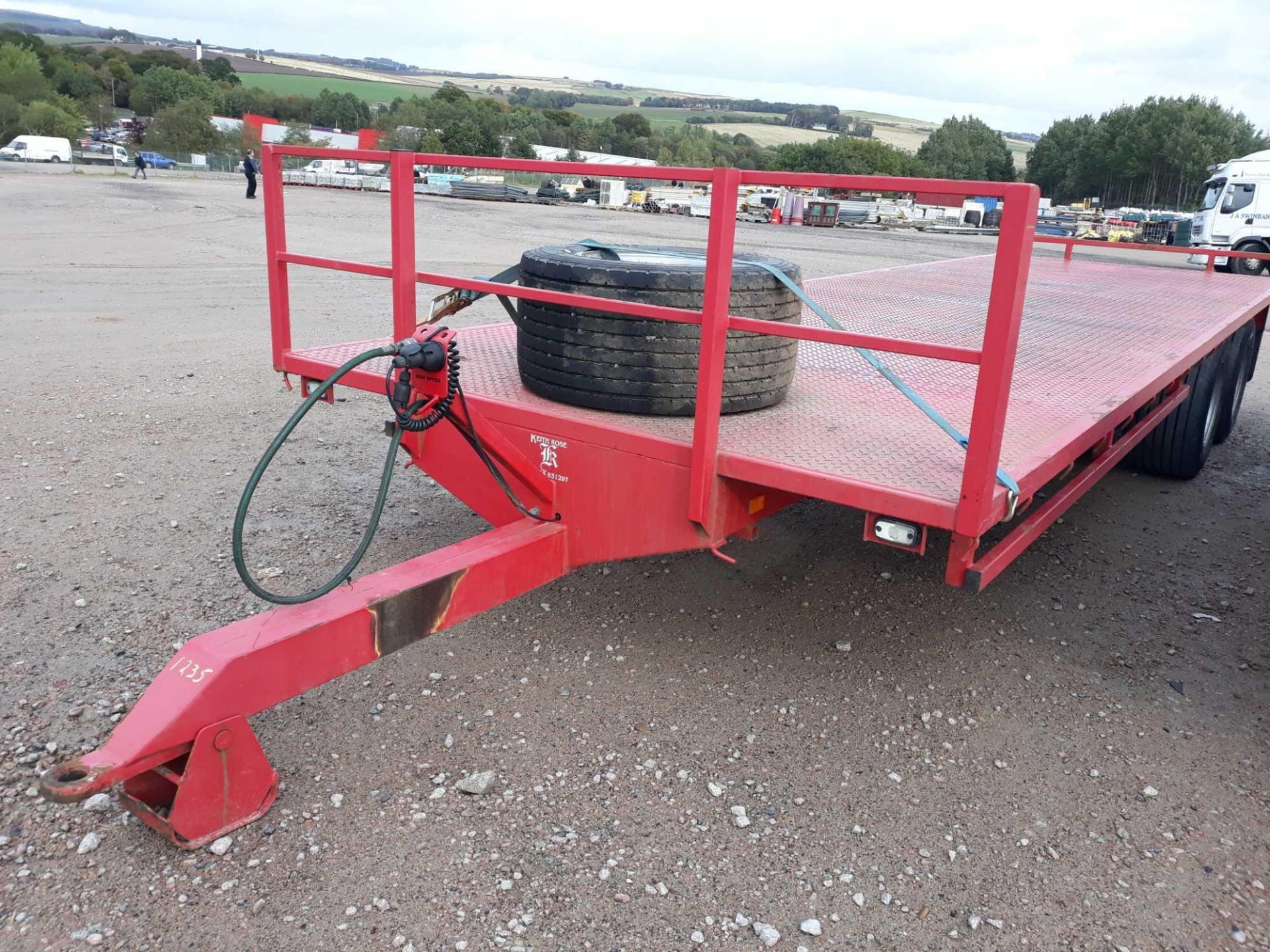 KEITH ROSE 27' BALE TRAILER C/W SPARE WHEEL STRAPS ETC IN PC