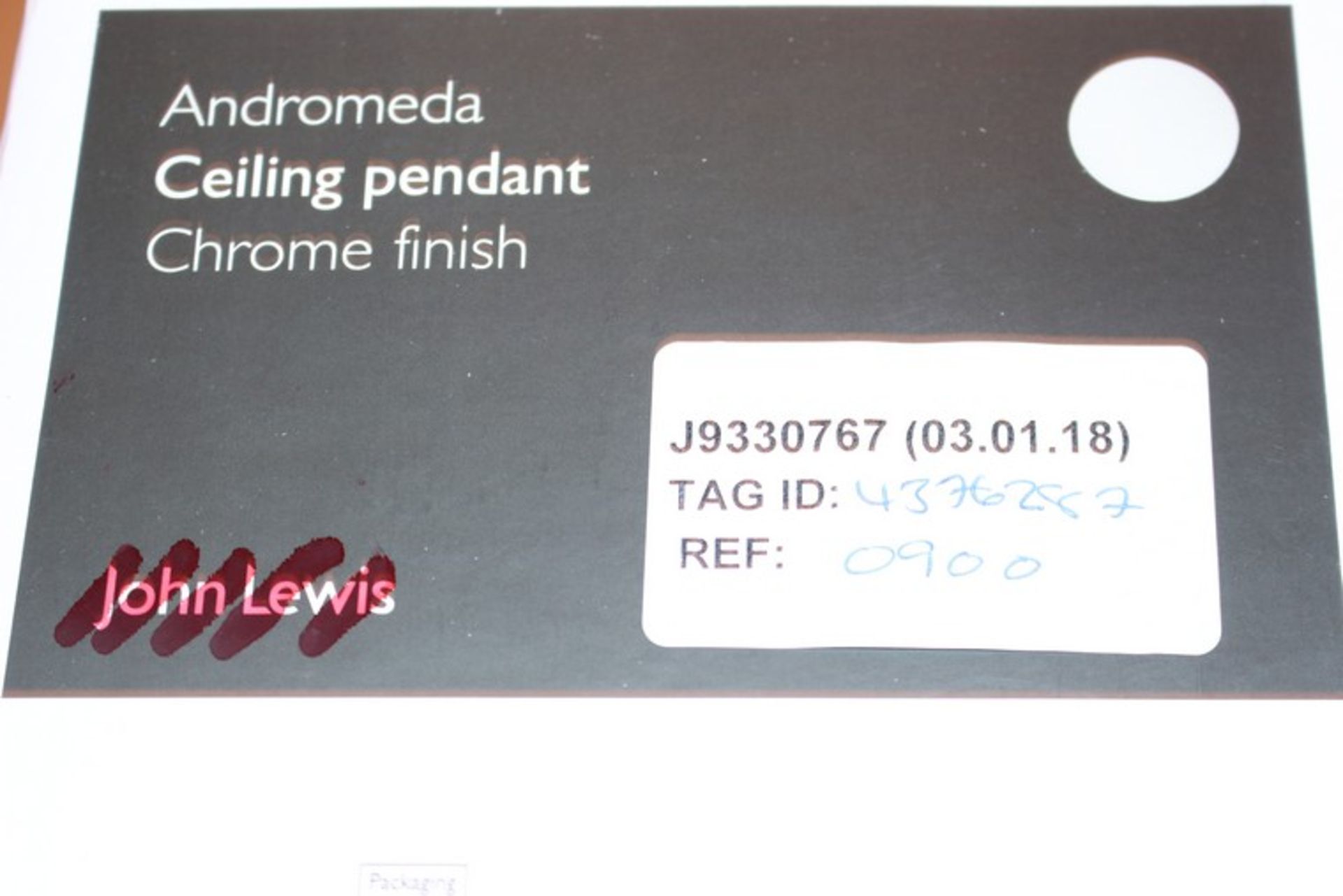 1 x ANDROMEDA CEILING PENDANT RRP £90 (03/01/18) *PLEASE NOTE THAT THE BID PRICE IS MULTIPLIED BY