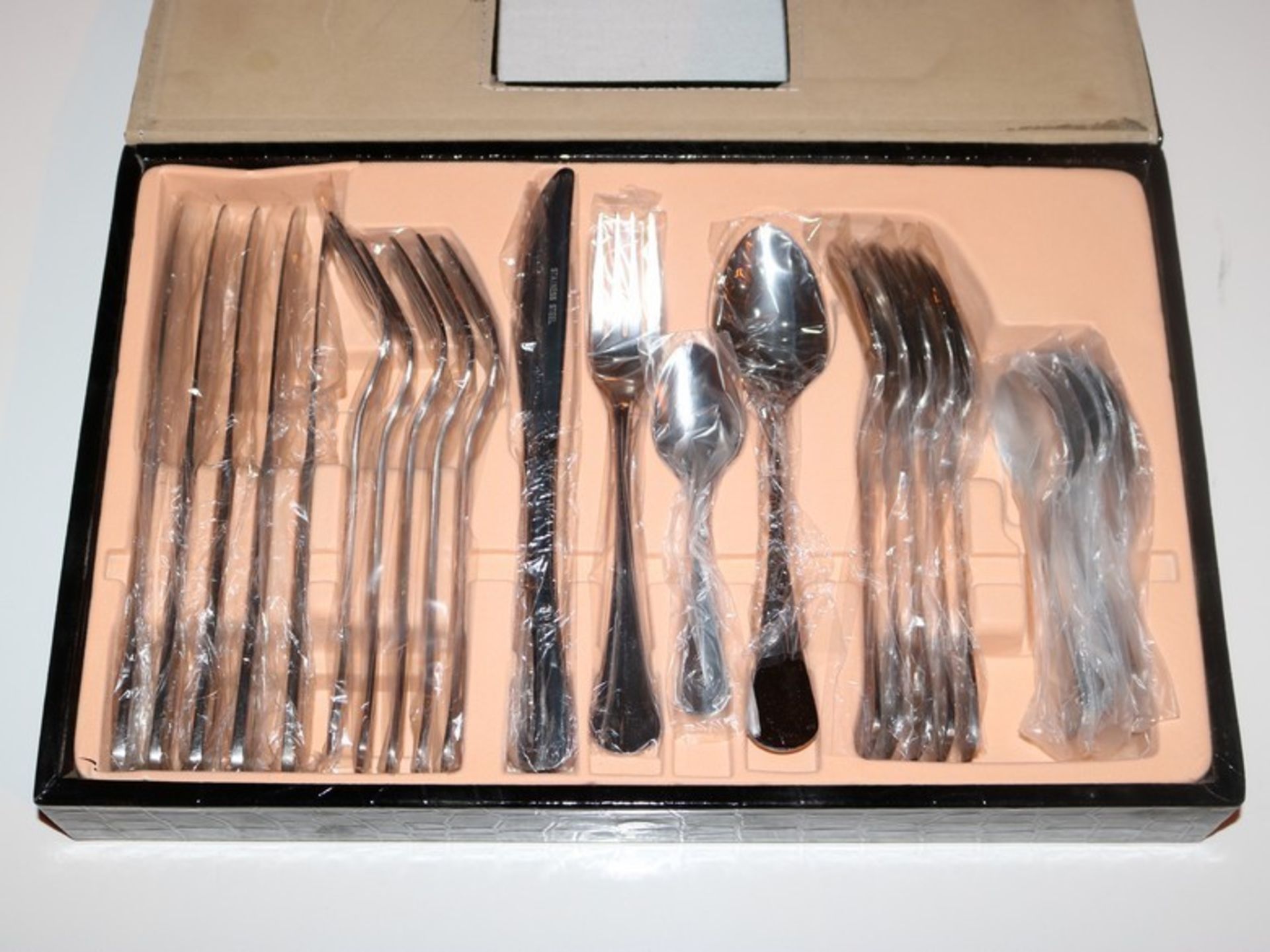 1 x UNUSED 24 PIECE STAINLESS STEEL CUTLERY SET (XYX-24-3) *PLEASE NOTE THAT THE BID PRICE IS