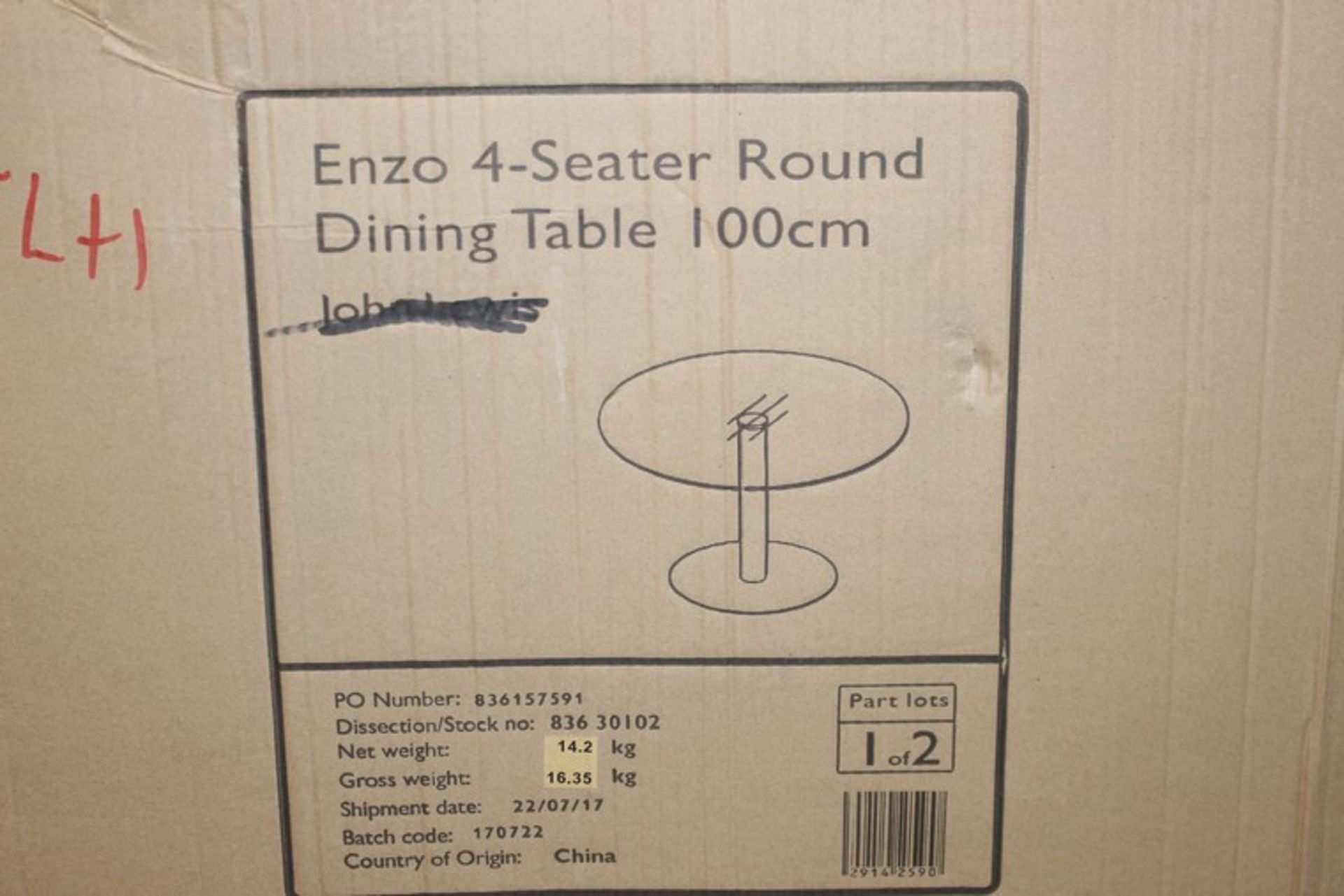 2 x 100CM ENZO 4 SEATER ROUND DINING TABLES (PART 1 OF 2 ONLY) (08.01.18) (83630102) *PLEASE NOTE