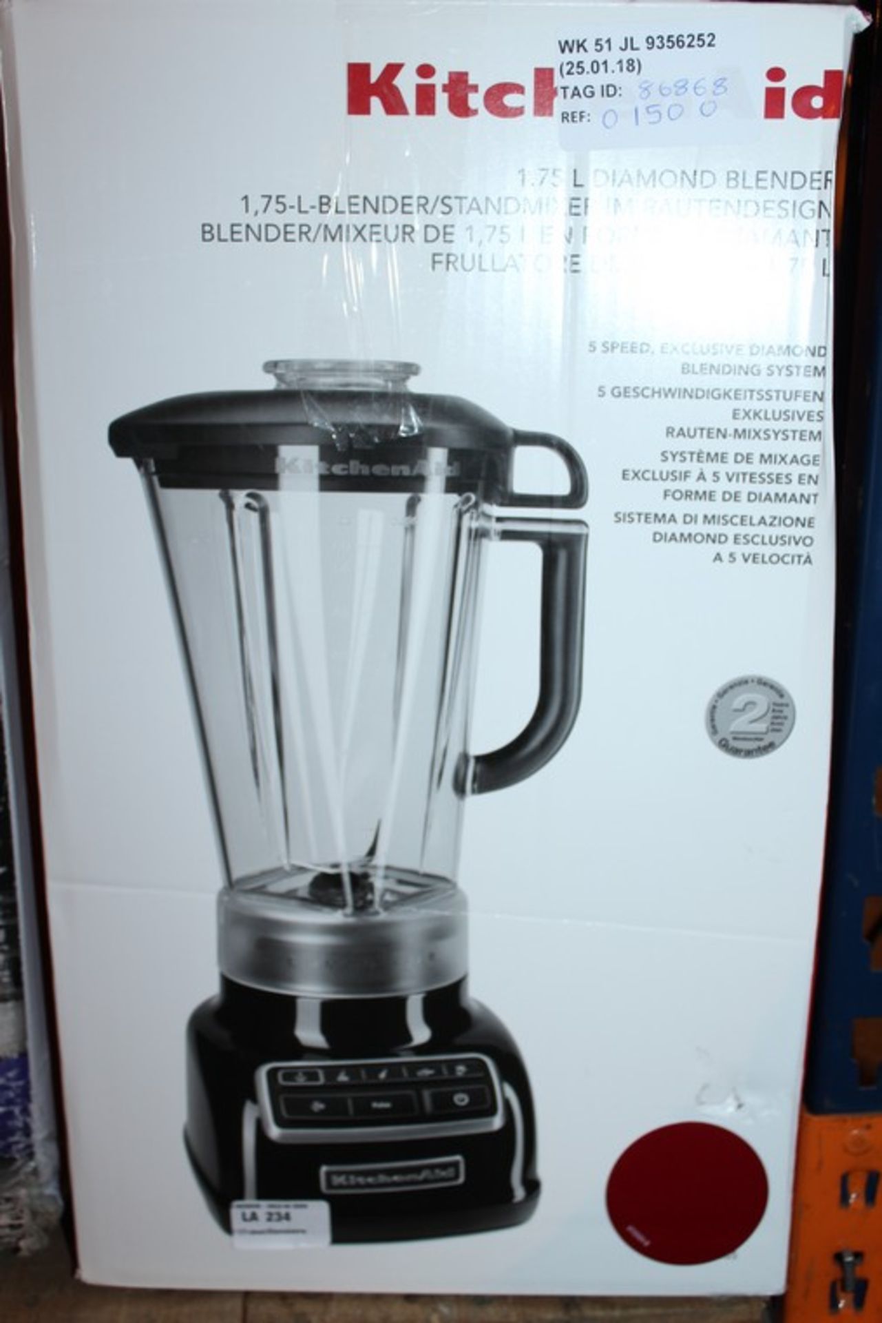 1 x KITCHEN AID 1.75L MIXER RRP £150 (86868) *PLEASE NOTE THAT THE BID PRICE IS MULTIPLIED BY THE