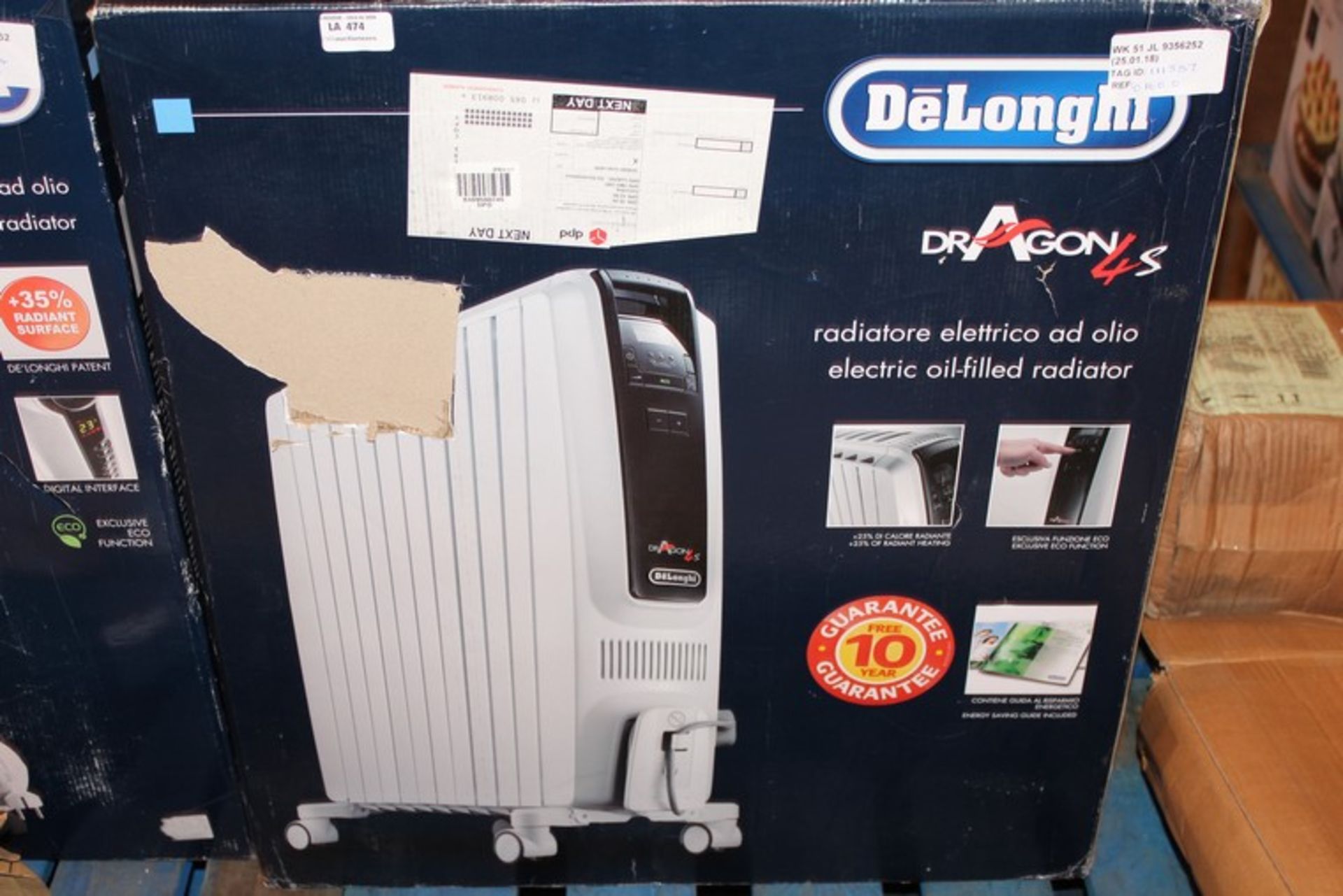 1 x DELONGHI ELECTRIC OIL FILLED RADIATOR RRP £160 (25.01.18) (111337) *PLEASE NOTE THAT THE BID