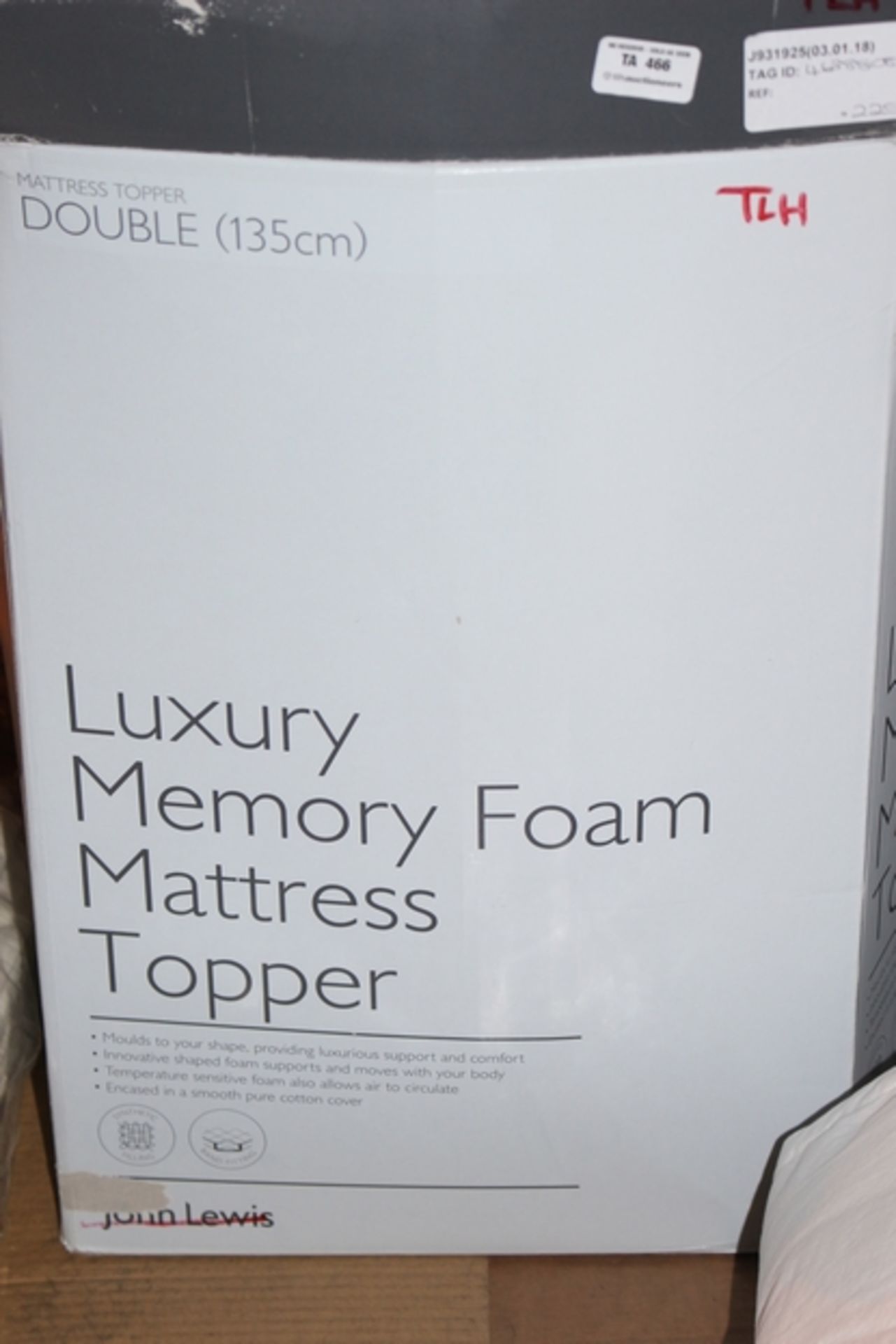 1X LUXURY MEMORY FOAM MATTRESS TOPPER RRP £220 (JL-931925) (03/01/18) (4638808)
