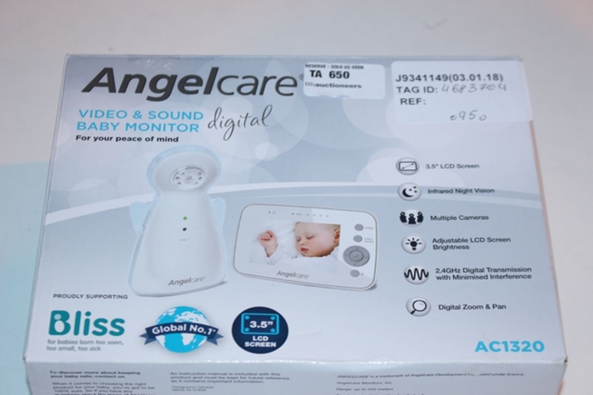 1X ANGEL CARE VIDEO AND SOUND DIGITAL BABY MONITOR RRP £100 (JL-9341149) (03/01/18) (4683074)