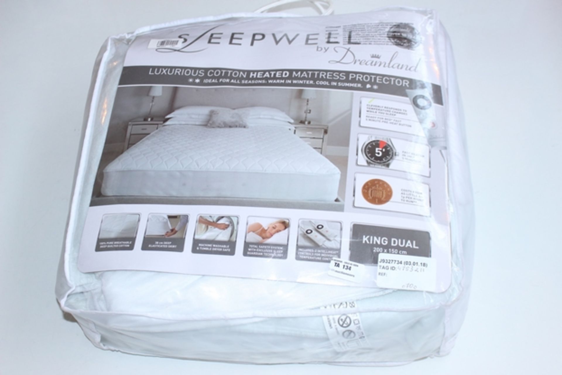 1X LUXURY COTTON HEATED MATTRESS PROTECTOR KING DUAL RRP £70 (JL-9327734) (03/01/18) (4753211)