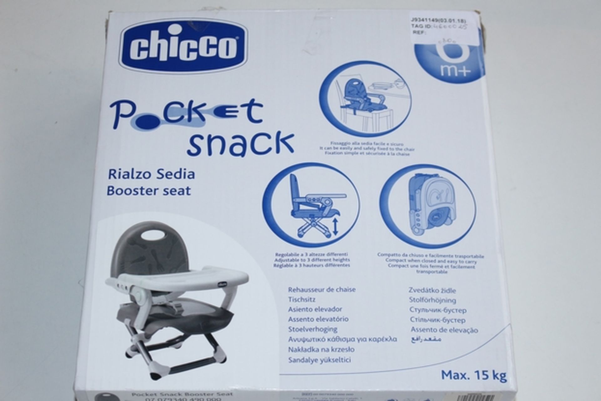 1X CHICCO POCKET SNACK BOOSTER SEAT RRP £30 (JL-9337457) (03/01/18) (4600025)