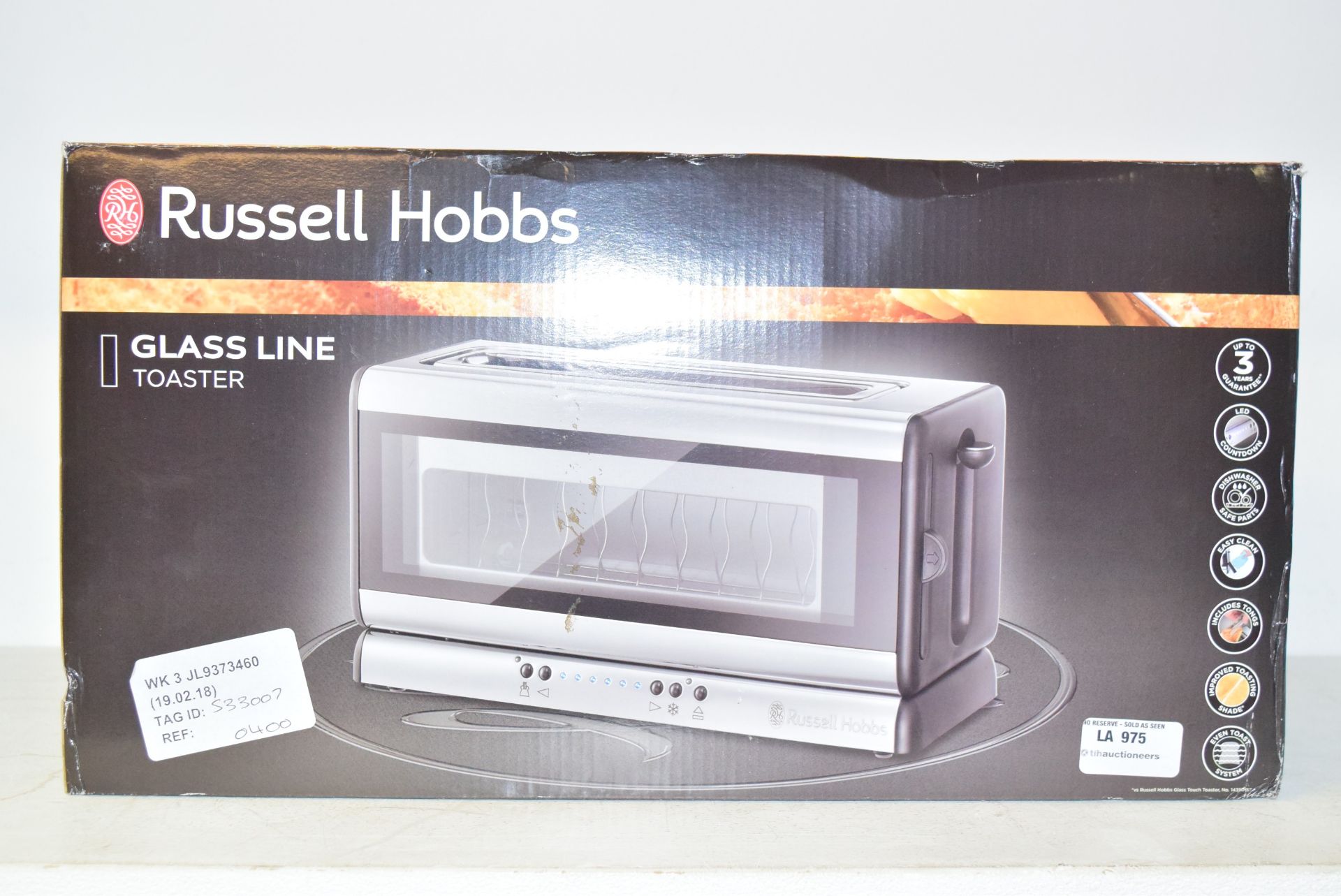 1 X BOXED RUSSELL HOBBS GLASSLINE TOASTER RRP £40 19.02.18 533007 W975