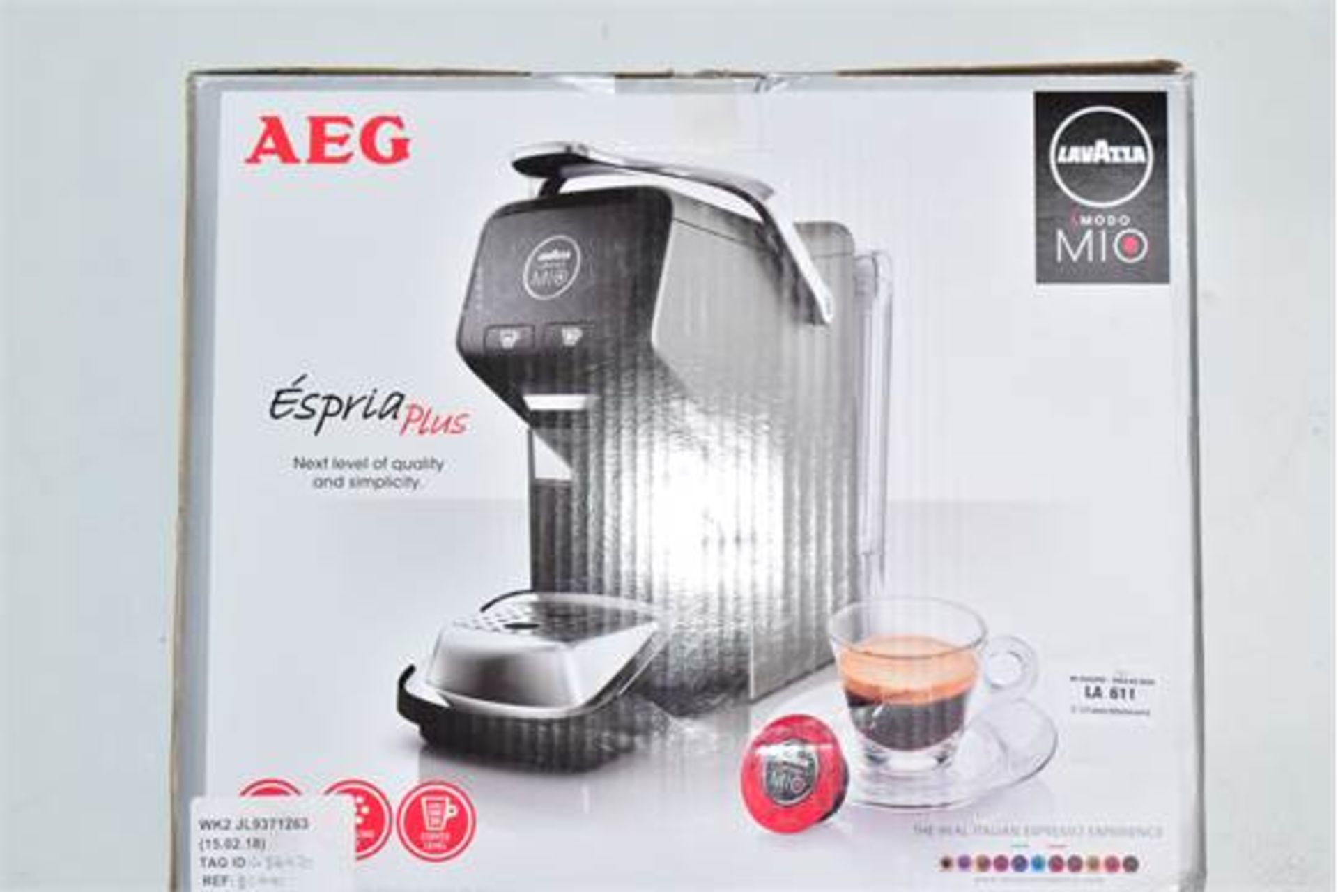 1 X BOXED AEG LAVAZZA A MODO MIO AUTOMATIC POD COFFEE MACHINE RRP £40 15.02.18 484970 T611