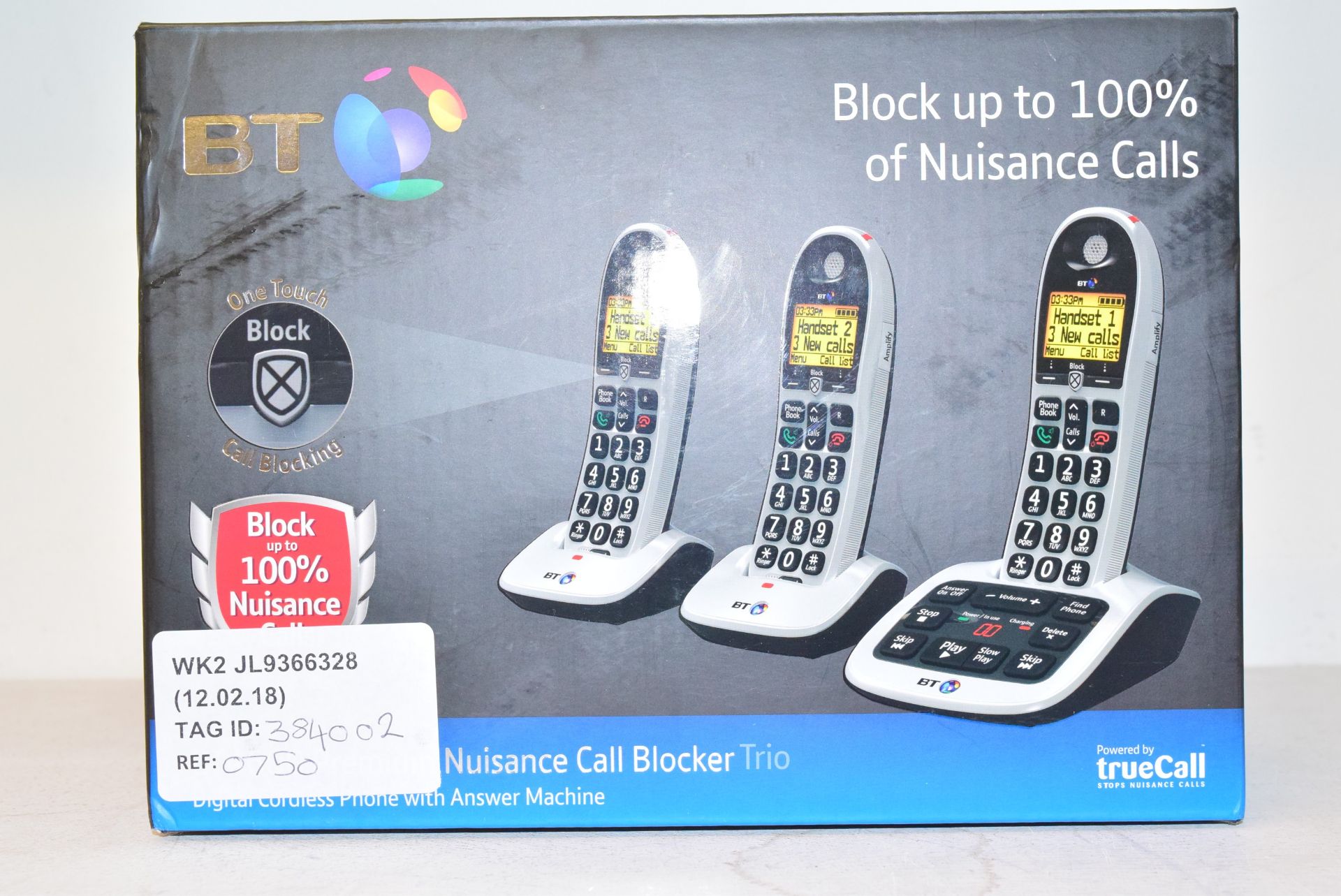 1 X BOXED BT PREMIUM NUISANCE CALL BLOCKER TRIO PHONE RRP £75 12.02.18 384002 W1010