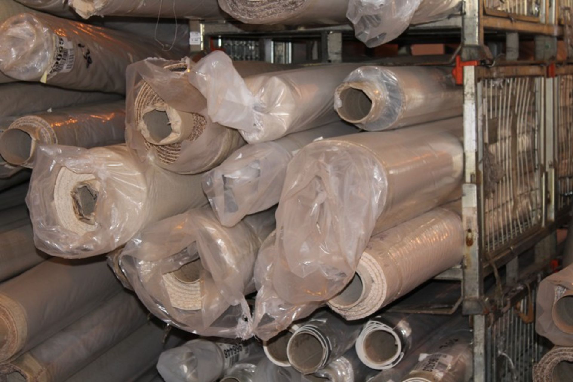 CAGE TO CONTAIN 13 ASSORTED ROLLS OF DESIGNER CARPET/LINO IN VARIOUS STYLES AND SIZES **VIEWING IS