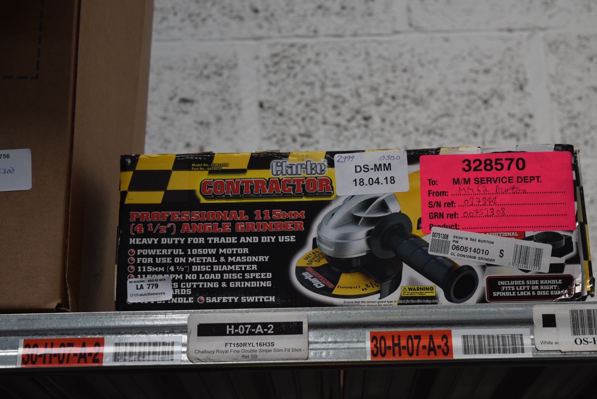 1 X BOXED CLARKE CONTRACTOR PROFESSIONAL 115MM ANGLE GRINDER RRP £30 18.04.18 2999