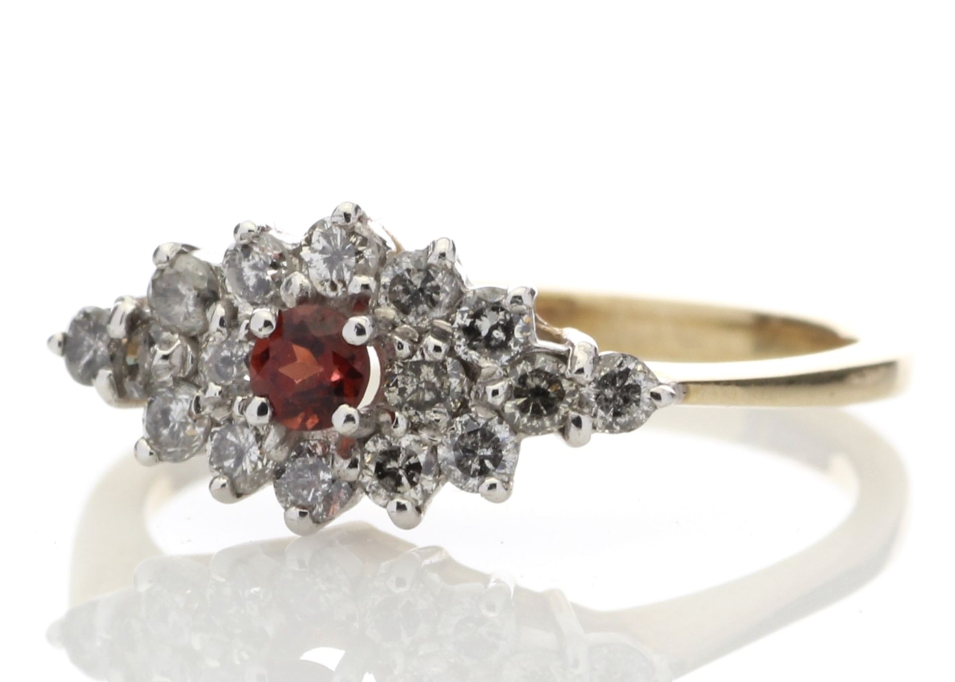 ***£1,919.00*** Certified by GIE 9ct Boat Shape Cluster Claw Set Diamond Garnet Ring 0.49 Carats, - Image 2 of 4