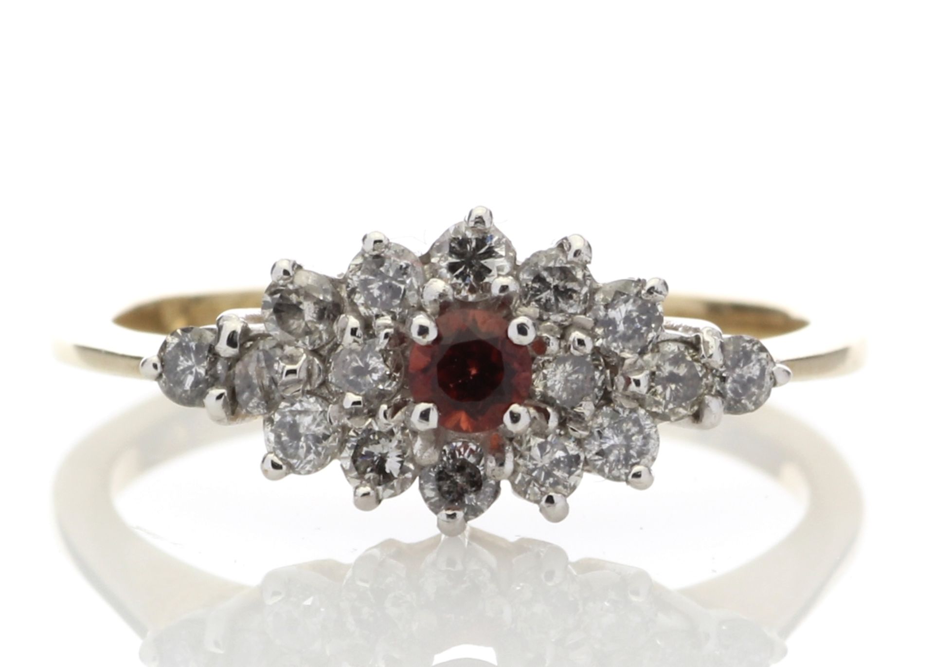 ***£1,919.00*** Certified by GIE 9ct Boat Shape Cluster Claw Set Diamond Garnet Ring 0.49 Carats,