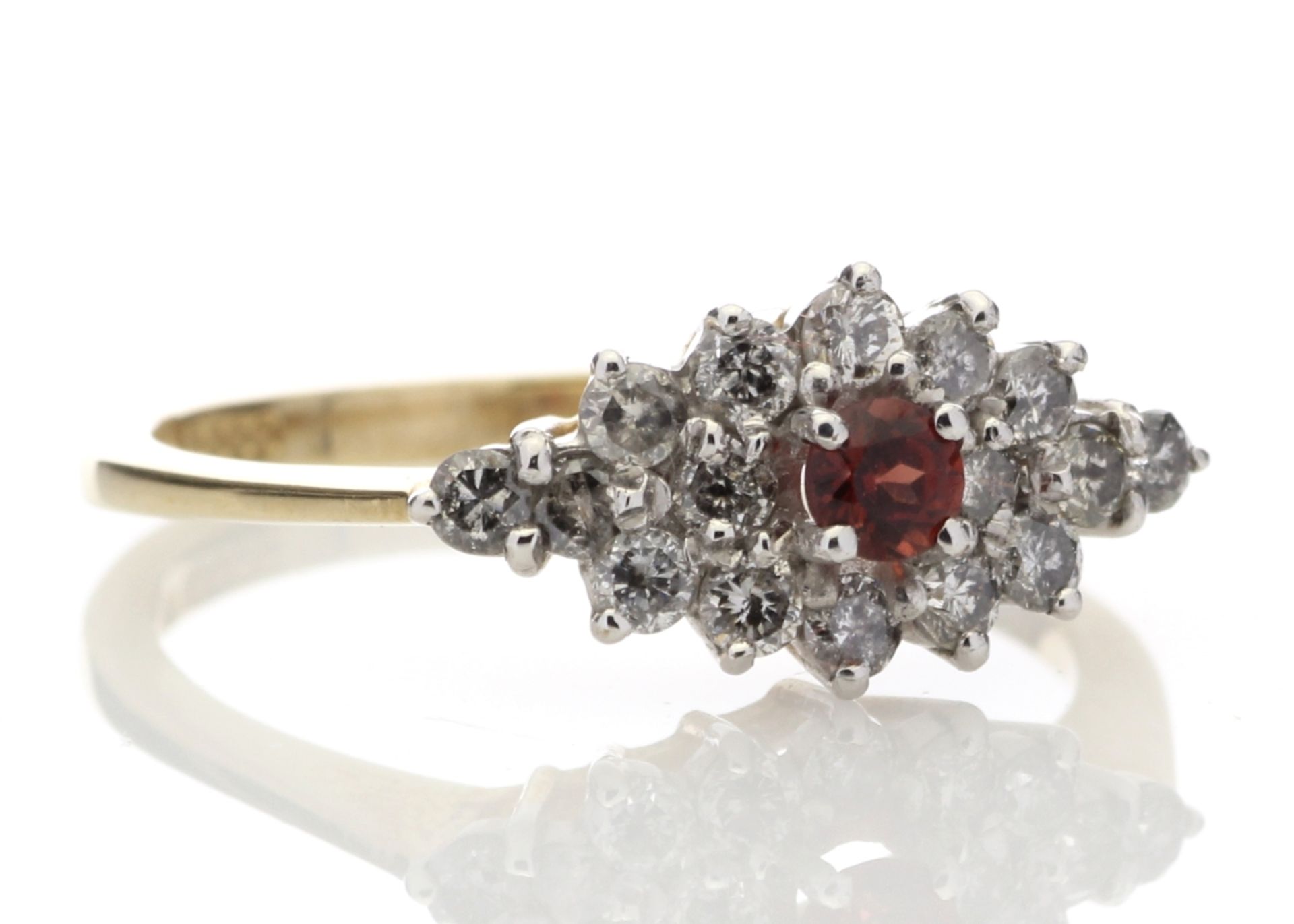 ***£1,919.00*** Certified by GIE 9ct Boat Shape Cluster Claw Set Diamond Garnet Ring 0.49 Carats, - Image 4 of 4