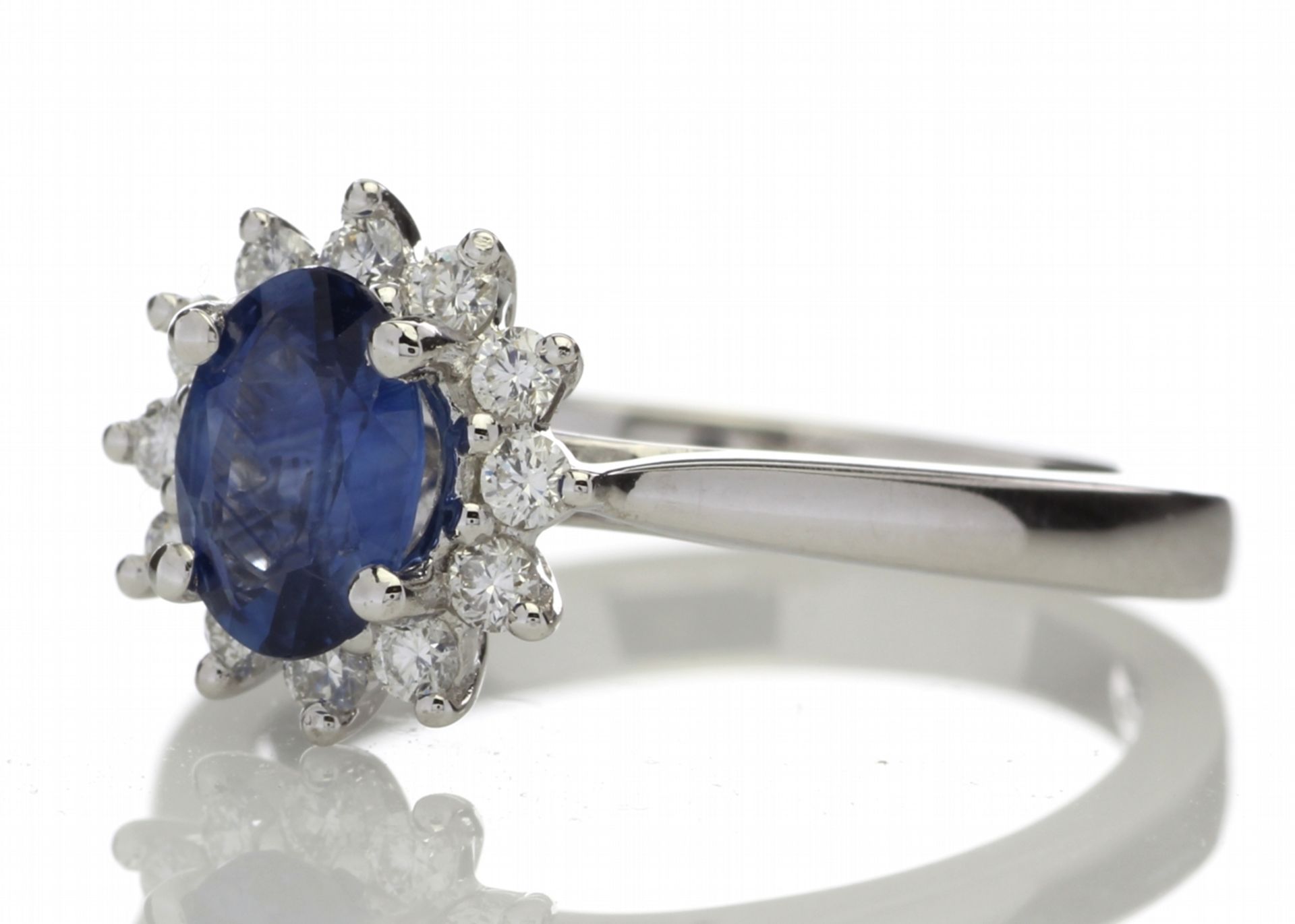 ***£9,630.00*** Certified by GIE 18ct White Gold Diamond And Sapphire Cluster Ring 0.25 Carats, - Image 2 of 4