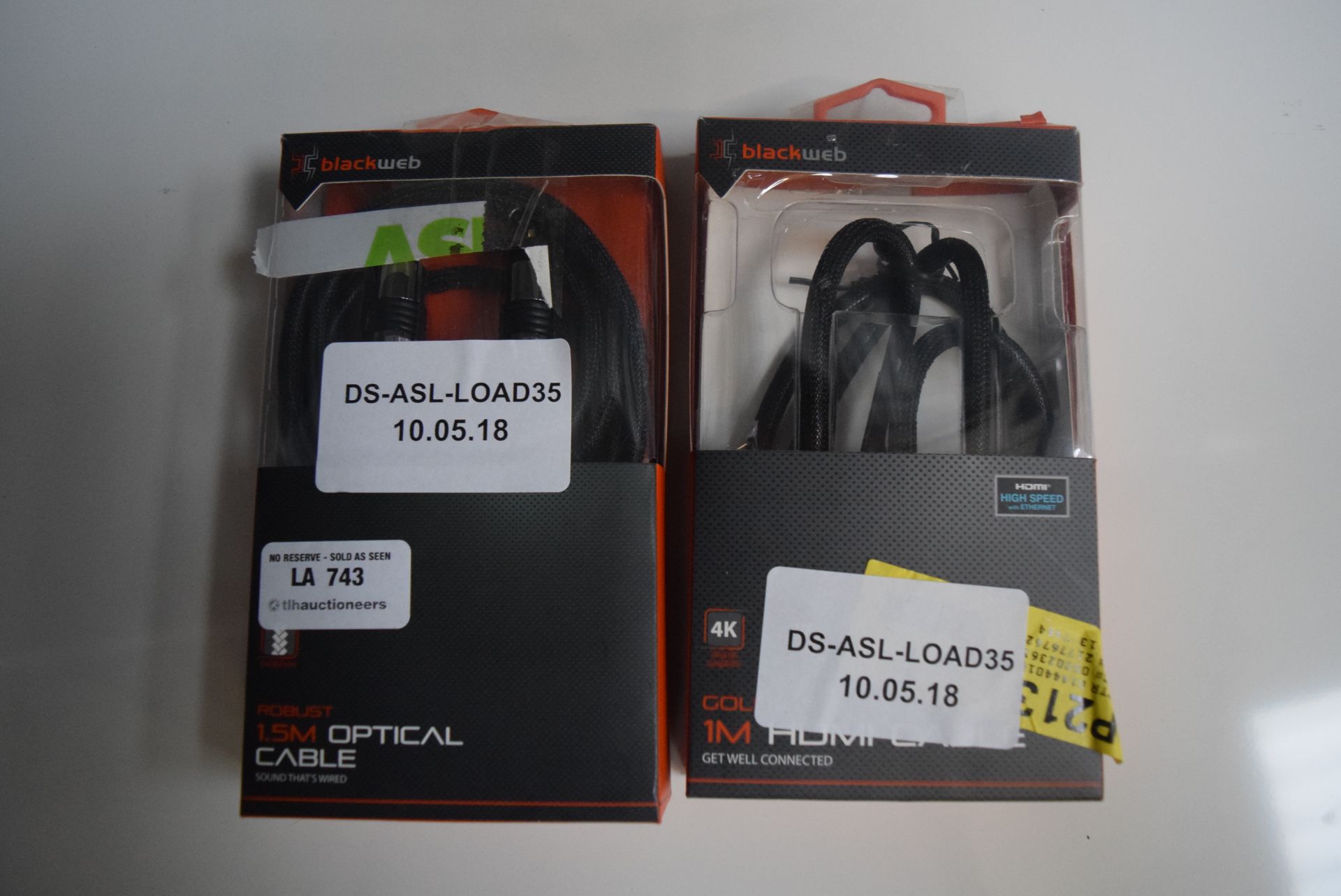 2 X ASSORTED CABLE TO INCLUDE HDMI AND OPTICAL COMBINED RRP £25 10.05.18