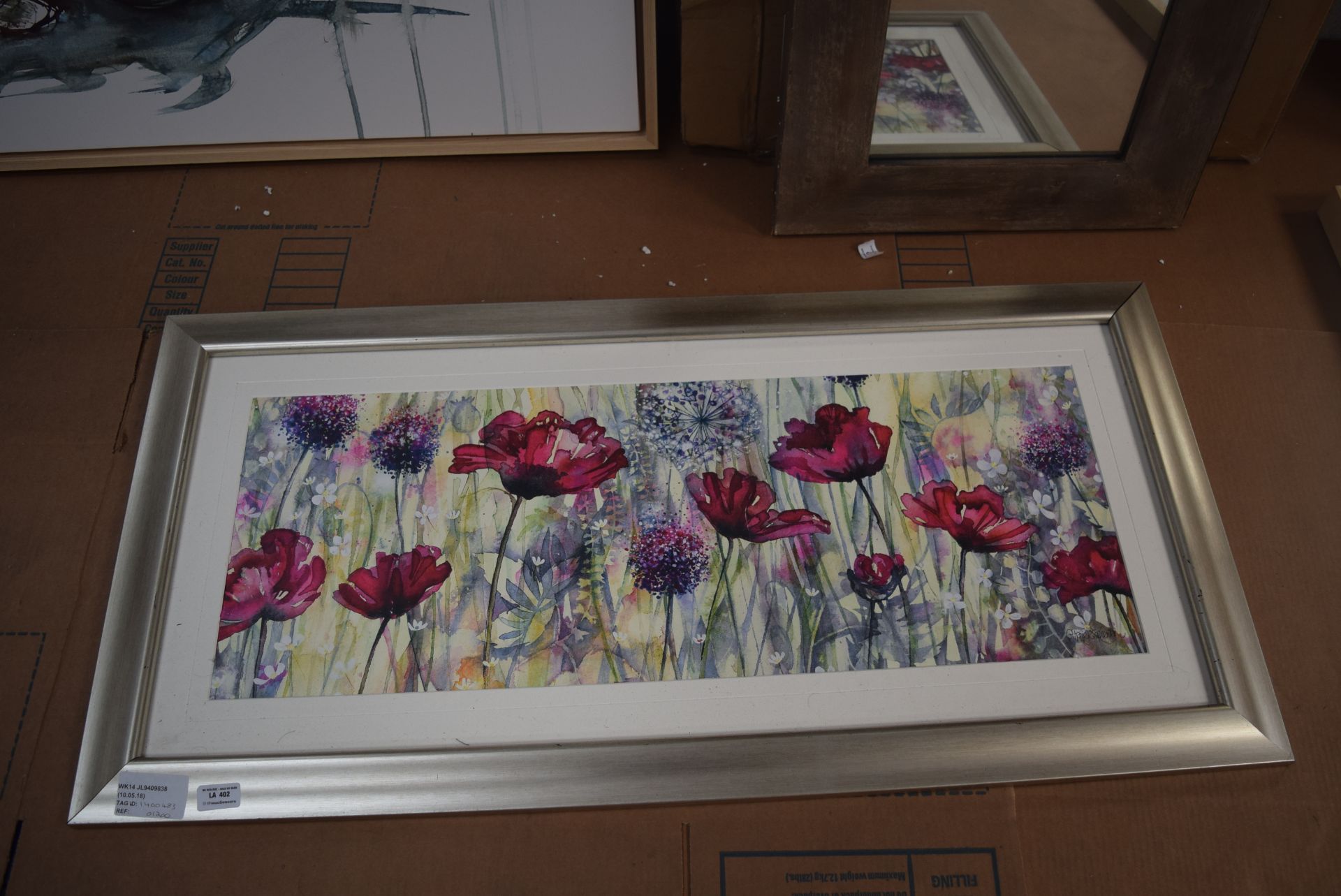 1 X FLORAL PRINT IN SILVER FRAME RRP £120 10.05.18 1400483