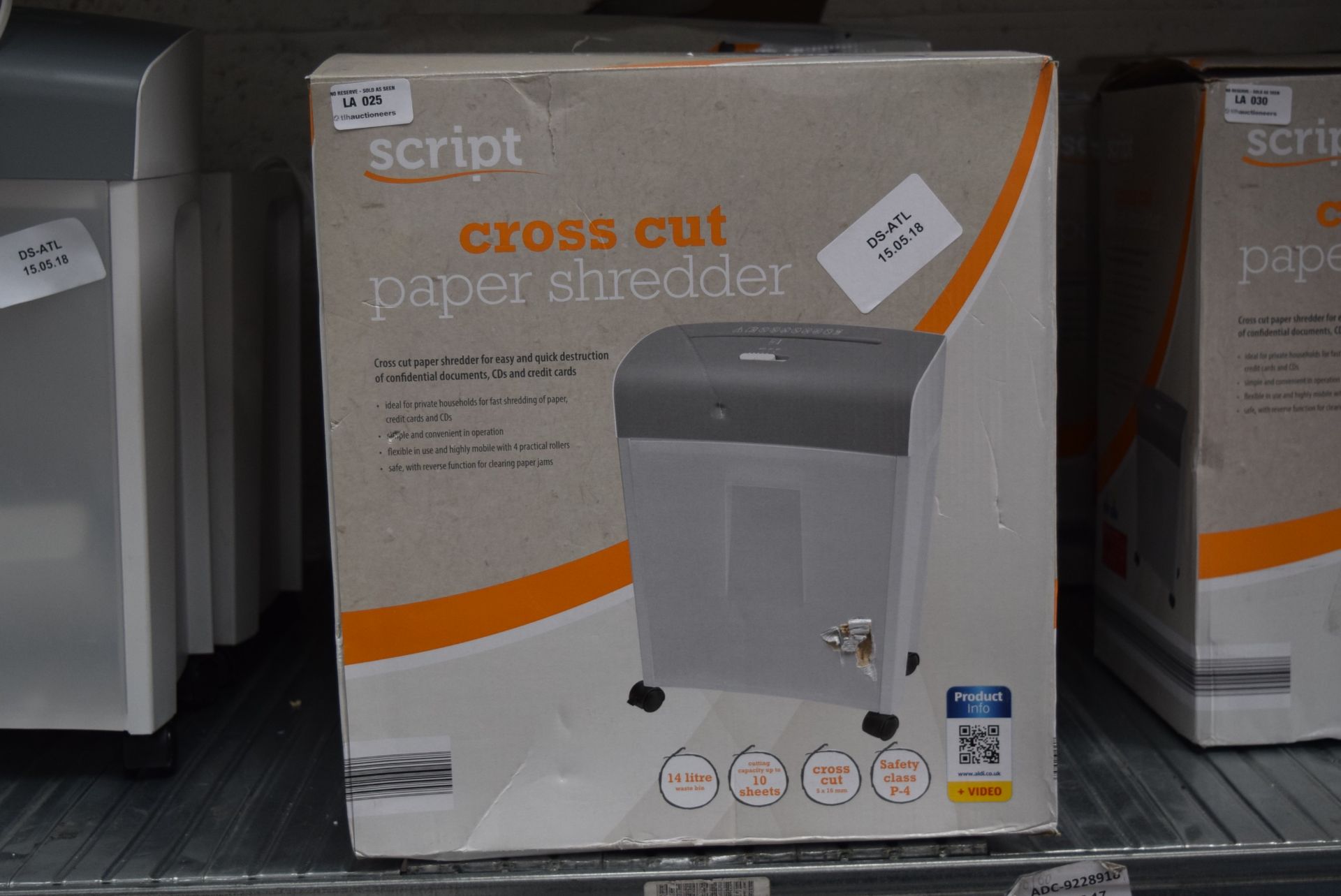 1 X BOXED SCRIPT CROSS CUT PAPER SHREDDER RRP £30 15.05.18