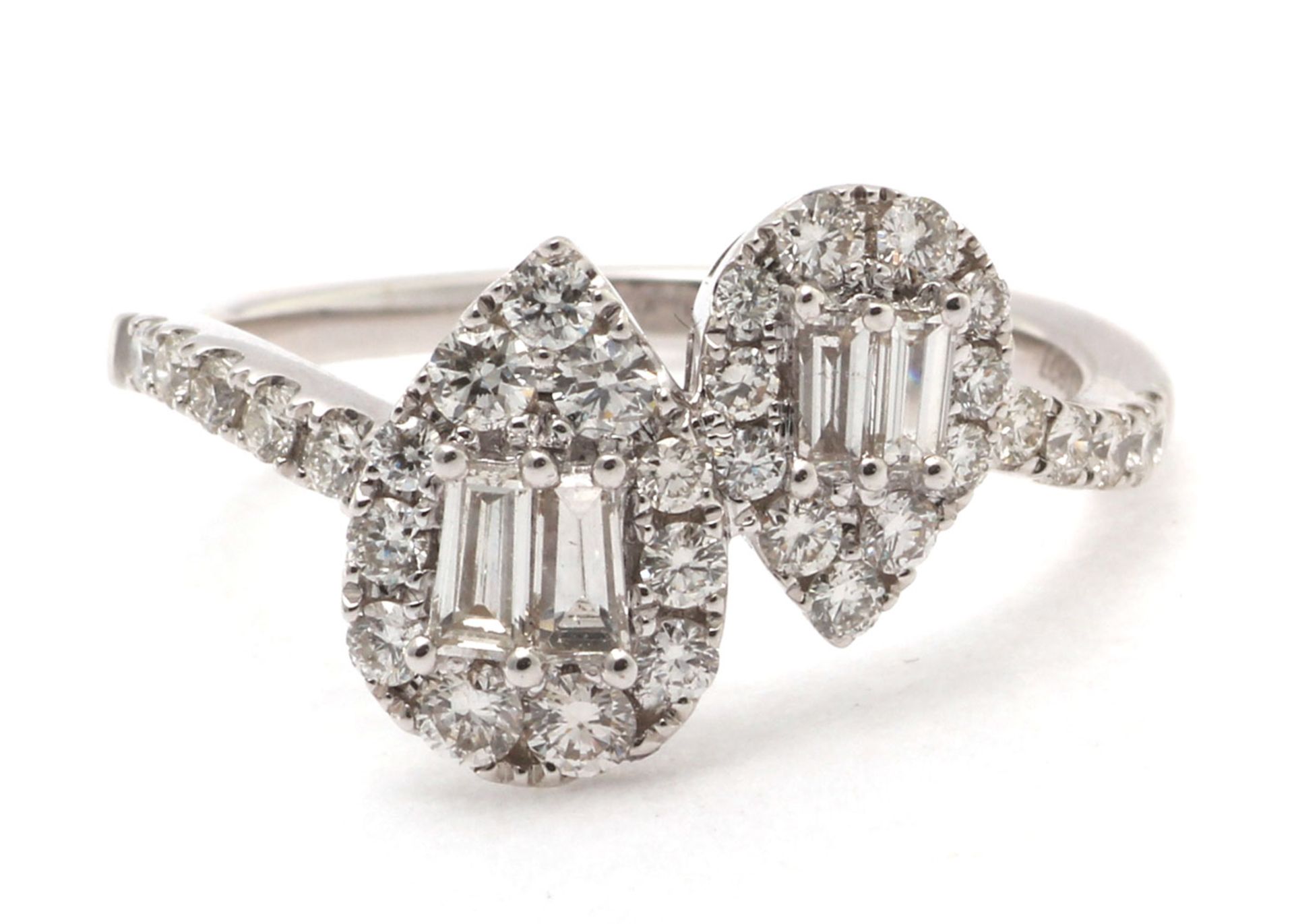 ***£10,980.00*** UNUSED - Certified by GIE 18ct White Gold Double Pear Shape Cluster Diamond Ring