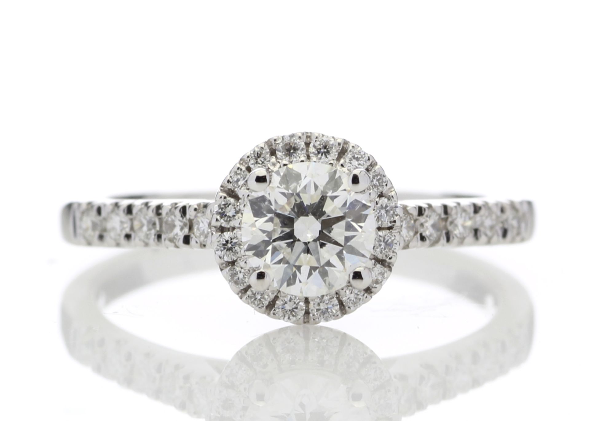 ***£13,250.00*** UNUSED - Certified by GIE 18ct White Gold Single Stone Halo Diamond Ring (0.50) 0.