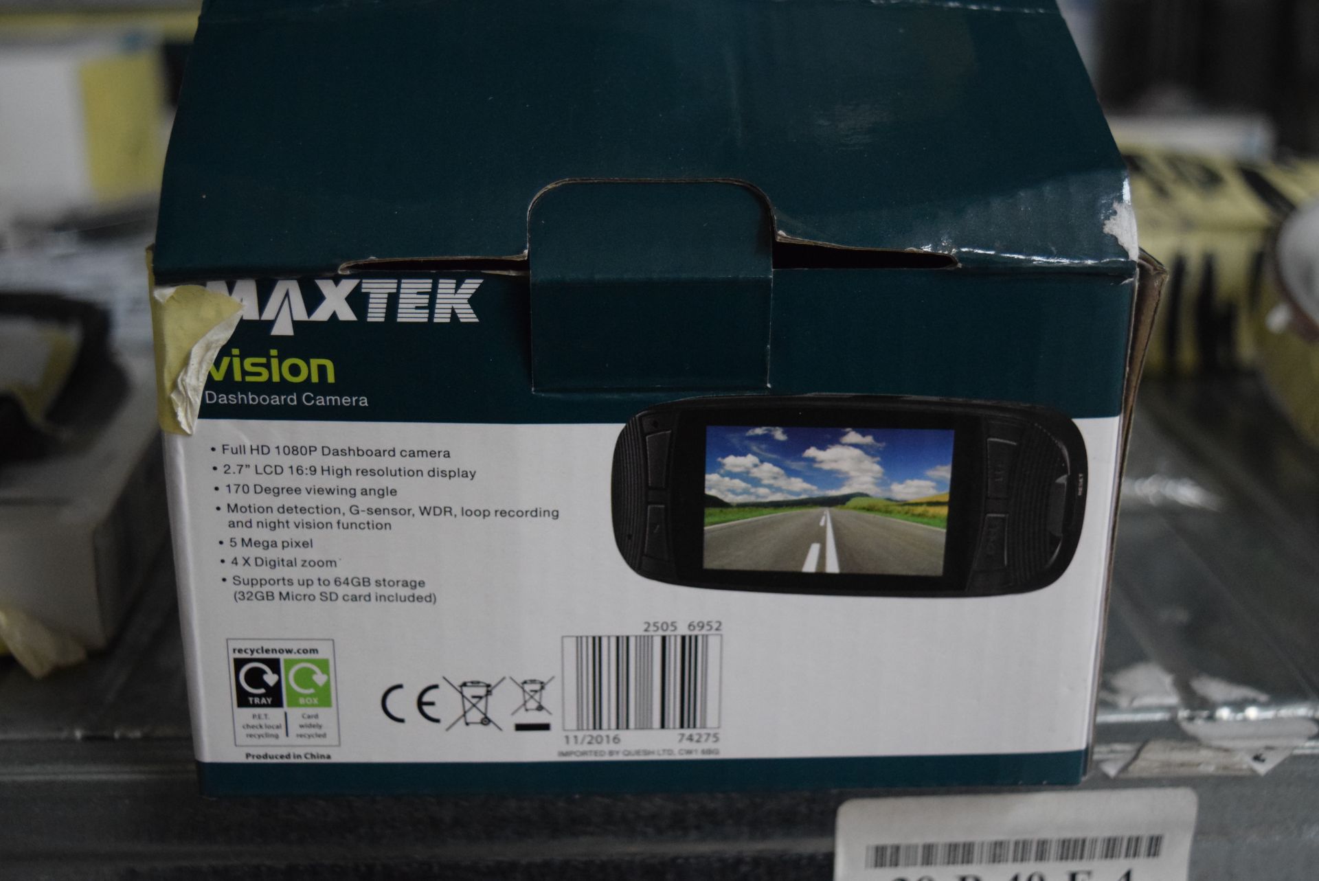 1 X BOXED MAXTEK VISION DASHBOARD CAMERA RRP £20 15.05.18