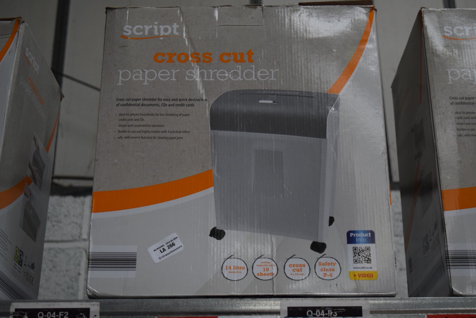 1 X BOXED SCRIPT CROSS CUT PAPER SHREDDER WITH UP TO 14L WASTE BIN RRP £20