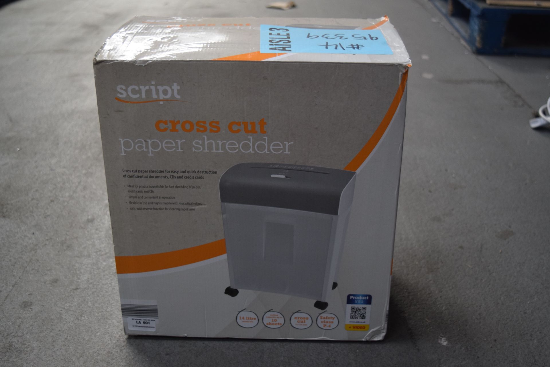 1 X BOXED SCRIPT CROSS CUT PAPER SHREDDER RRP £30