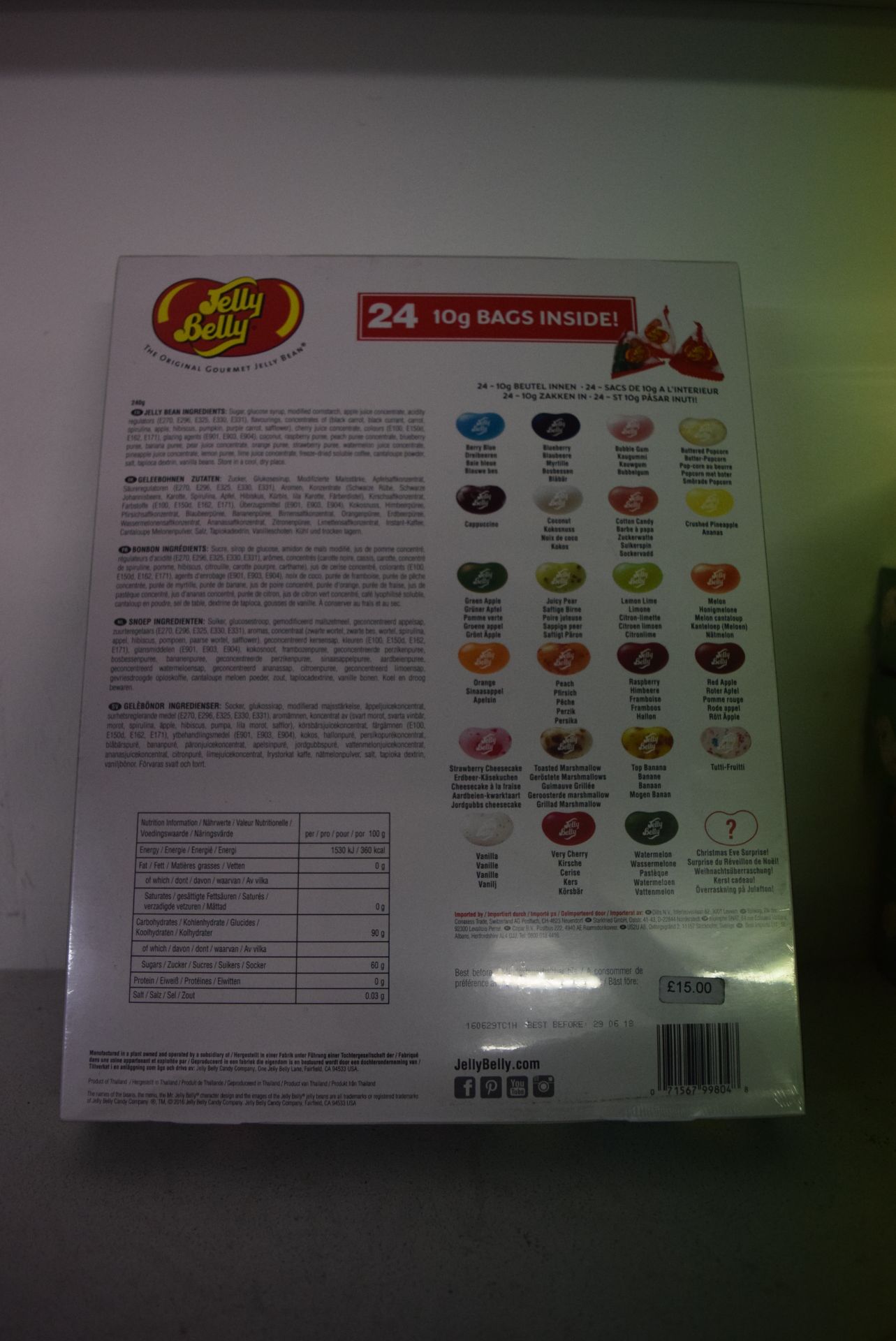 1 X JELLY BELLY THE ORIGINAL GOURMET JELLYBEAN CONTAINING 24 X 10G BAGS INSIDE