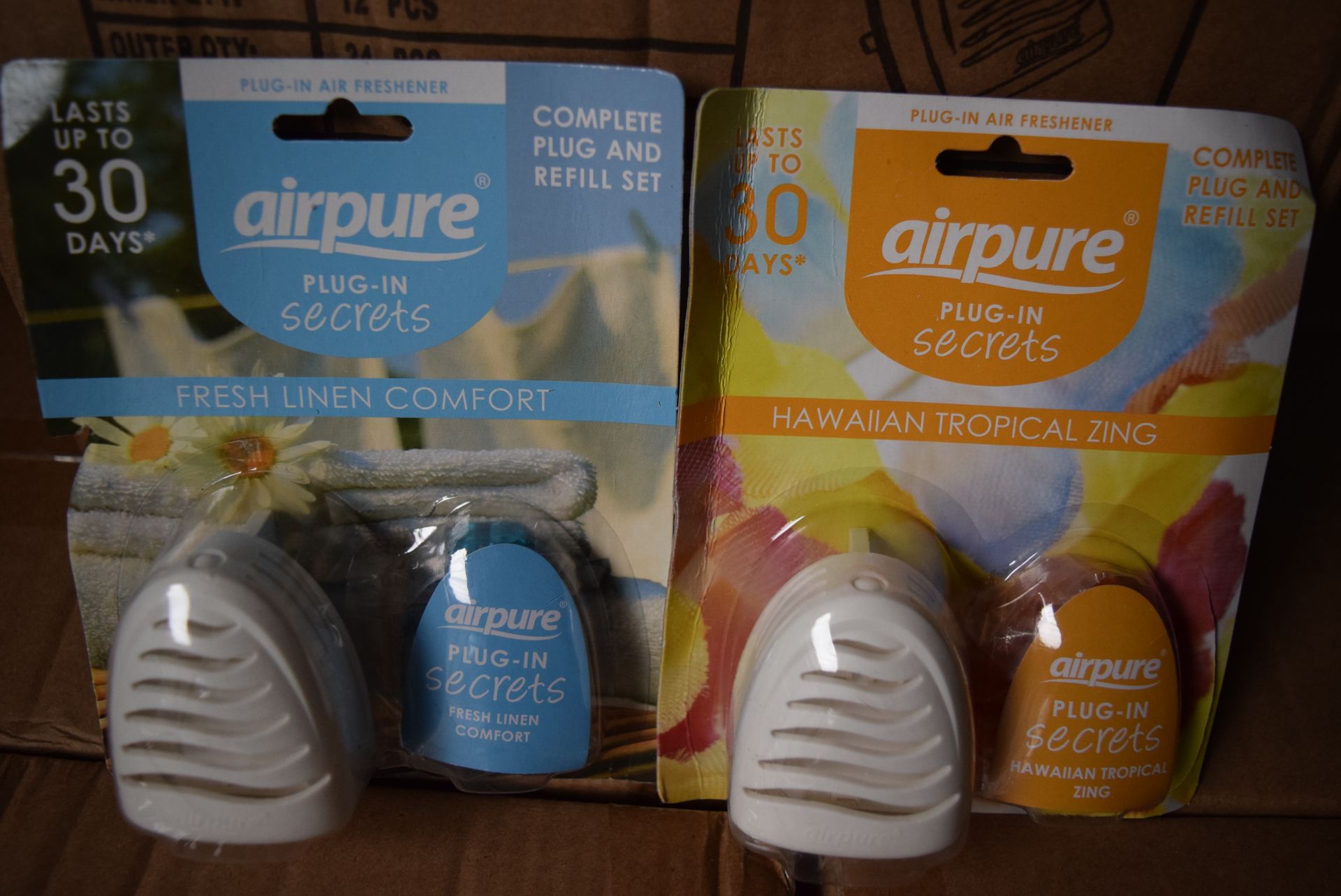 1 X BOX CONTAINING 2 BOXES OF 12 (24 IN TOTAL) OF BRAND NEW SEALED AIRPURE PLUG-IN SECRETS