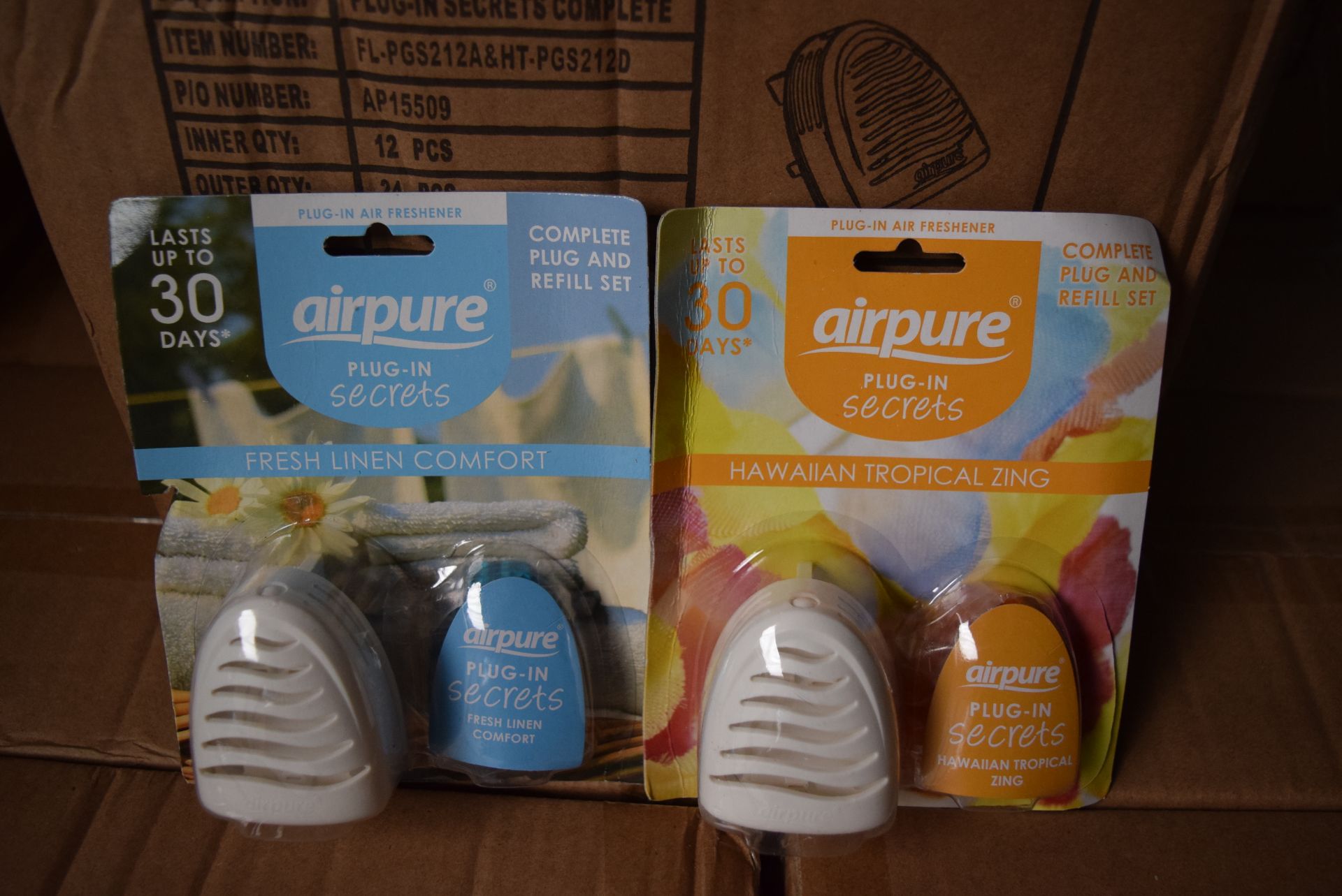 1 X BOX CONTAINING 2 BOXES OF 12 (24 IN TOTAL) OF BRAND NEW SEALED AIRPURE PLUG-IN SECRETS