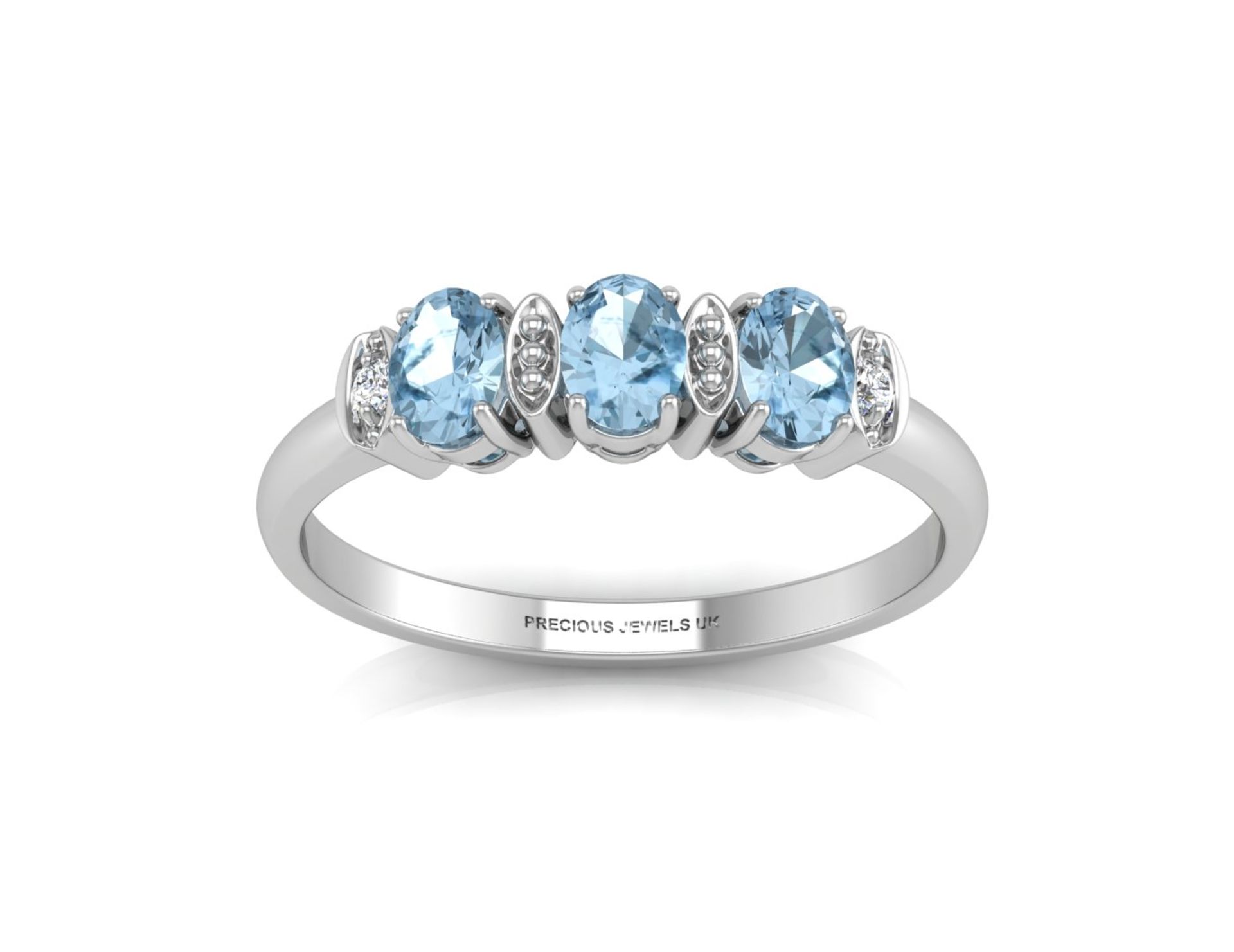 ***£959.00*** UNUSED - Certified by GIE 9ct White Gold Semi Eternity Diamond And Blue Topaz Ring 0.