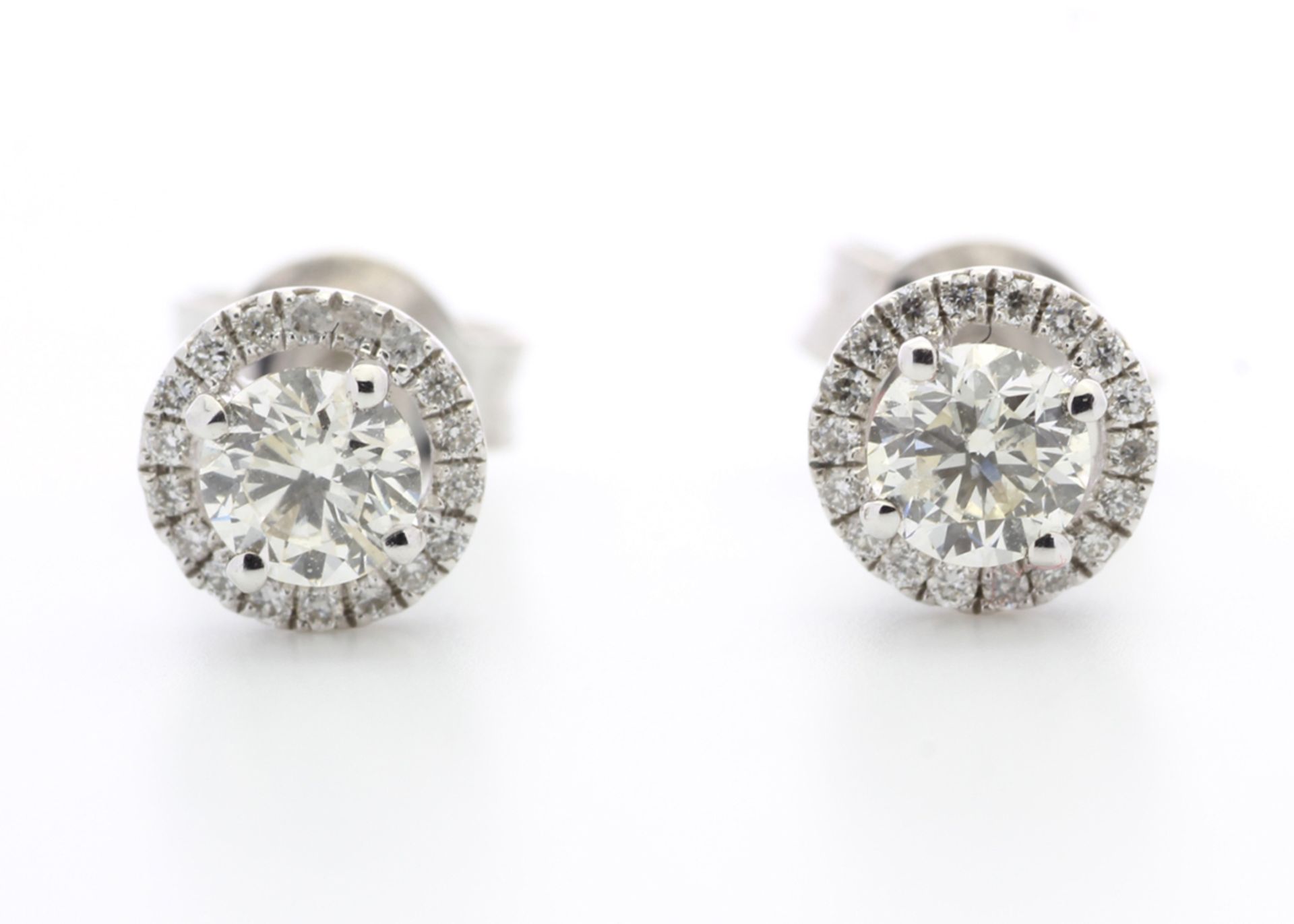 ***£10,210.00*** UNUSED - Certified by GIE 18ct White Gold Single Stone With Halo Setting Earring